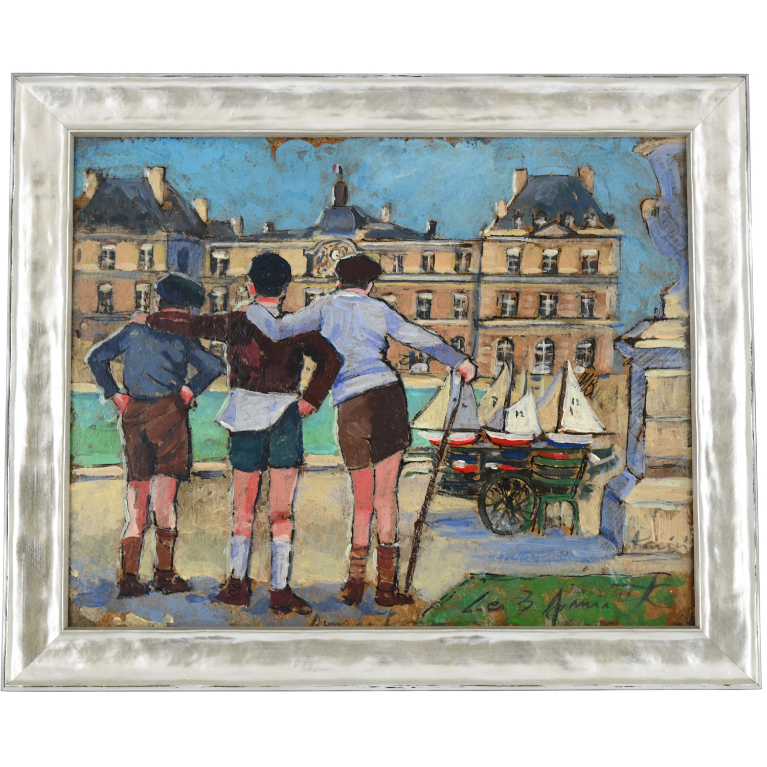 Christiane Caillotin Art Deco painting 3 friends at Palais du Luxembourg