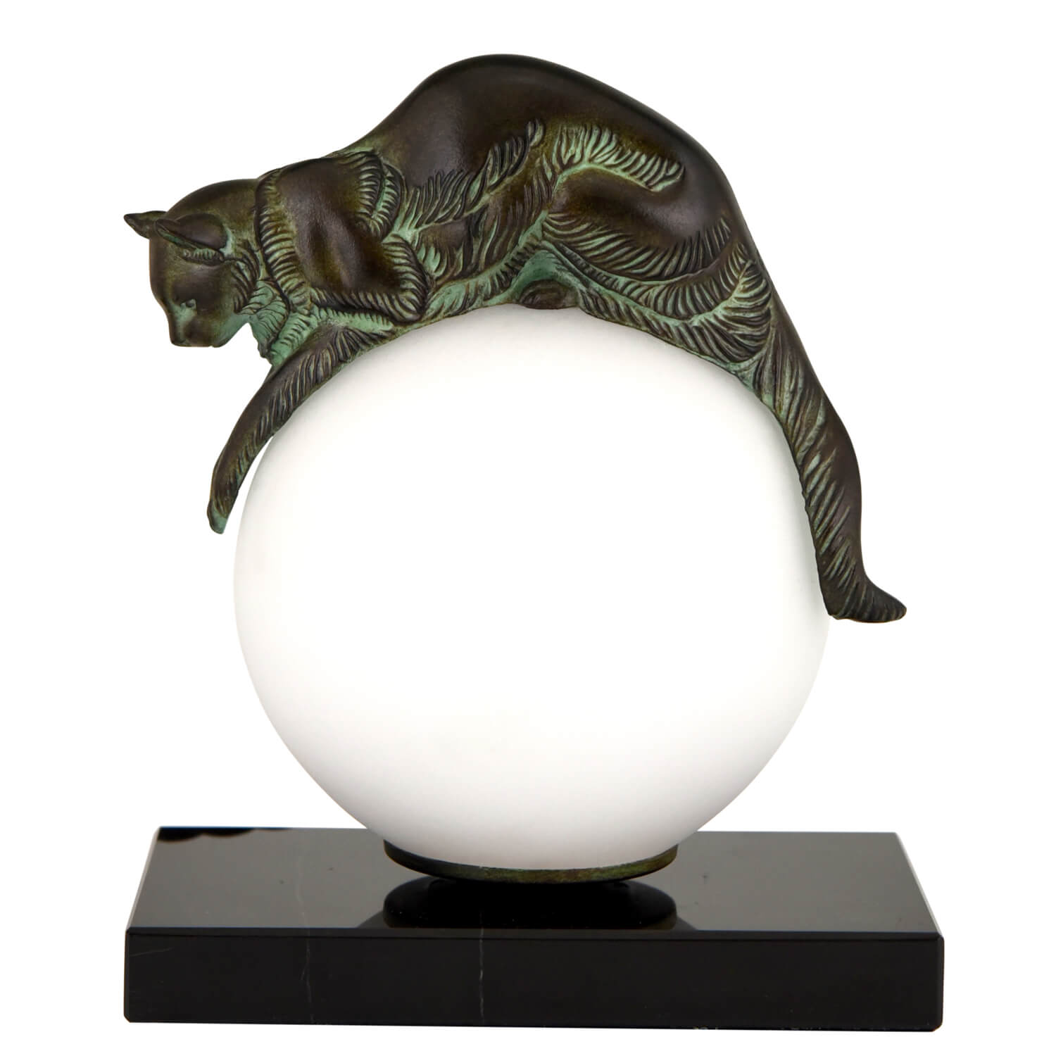 EQUILIBRE Art Deco lamp with cat Gaillard Max le Verrier