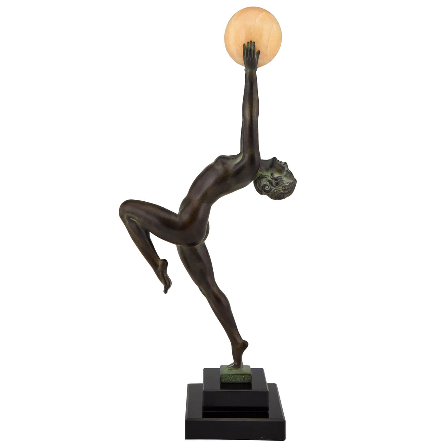 JEU Max le Verrier Art Deco sculpture nude with ball