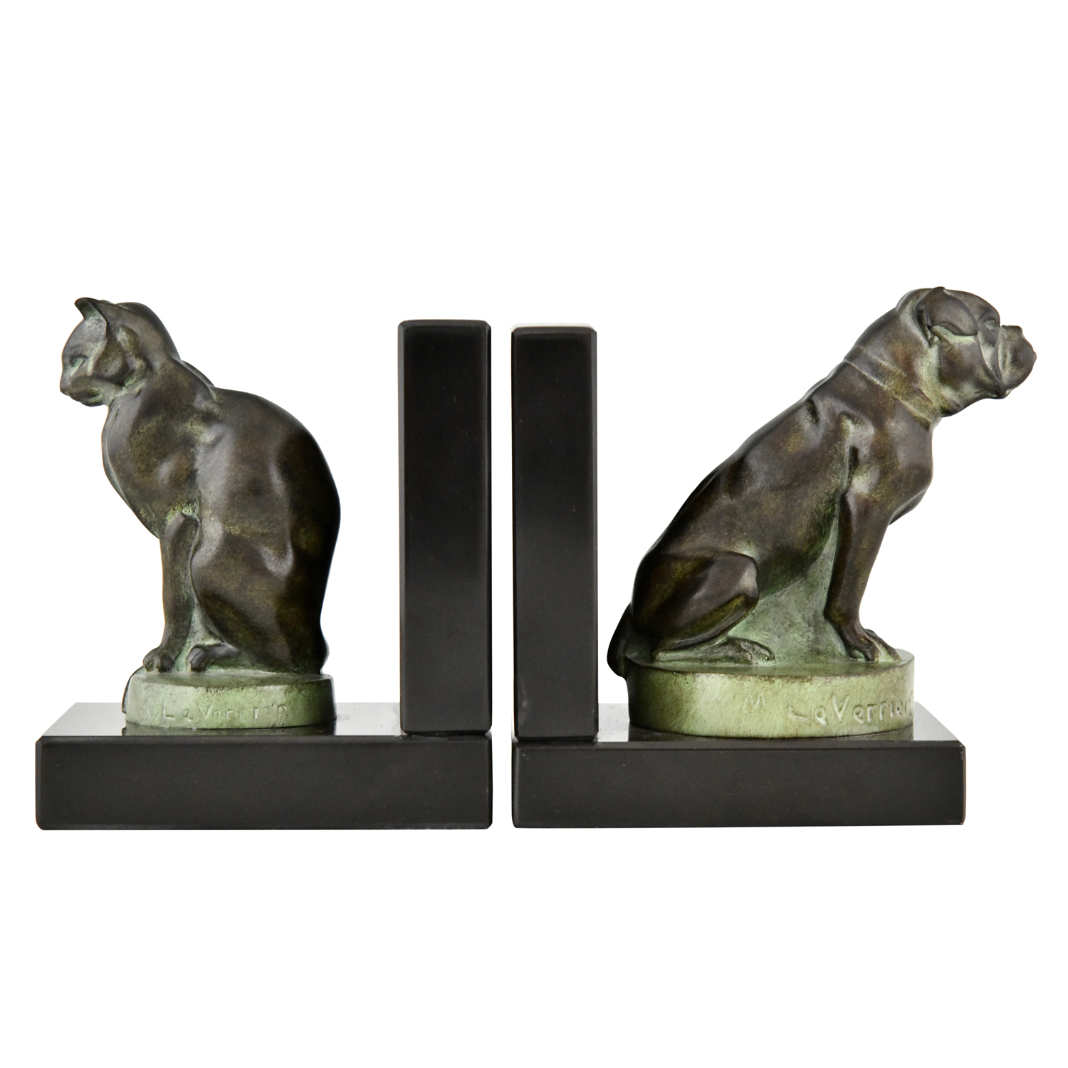 Art Deco bookends cat & dog Max Le Verrier - 1