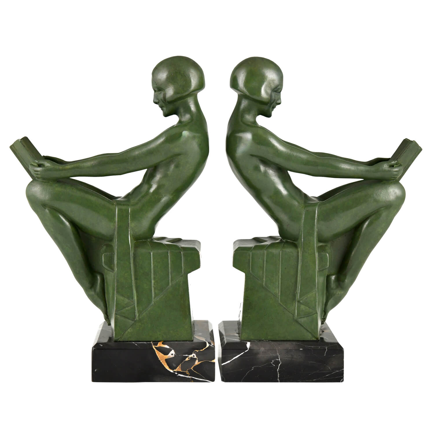 Art Deco bookends nudes Delassement Max Le Verrier