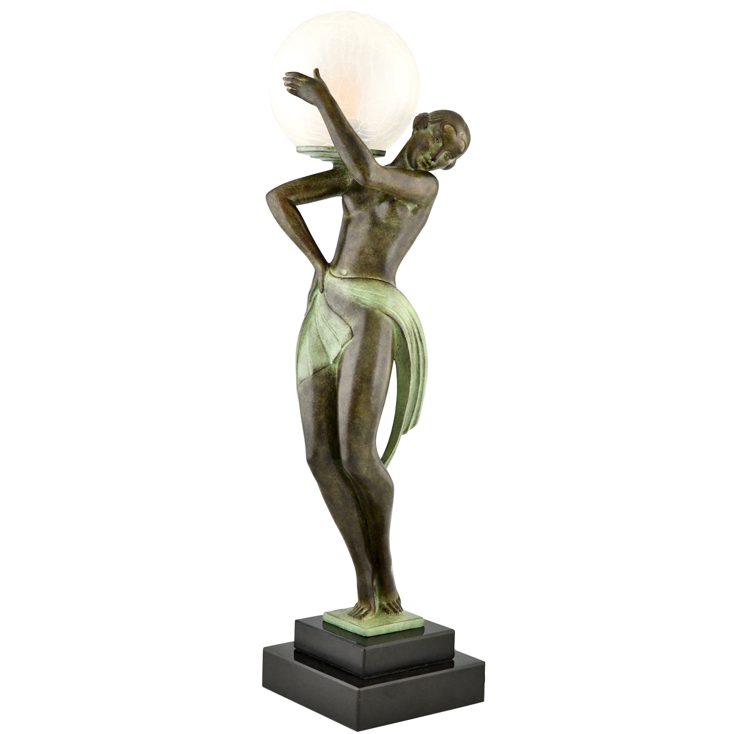 Art Deco lamp Farandole dancer with ball Fayral Max Le Verrier - 1