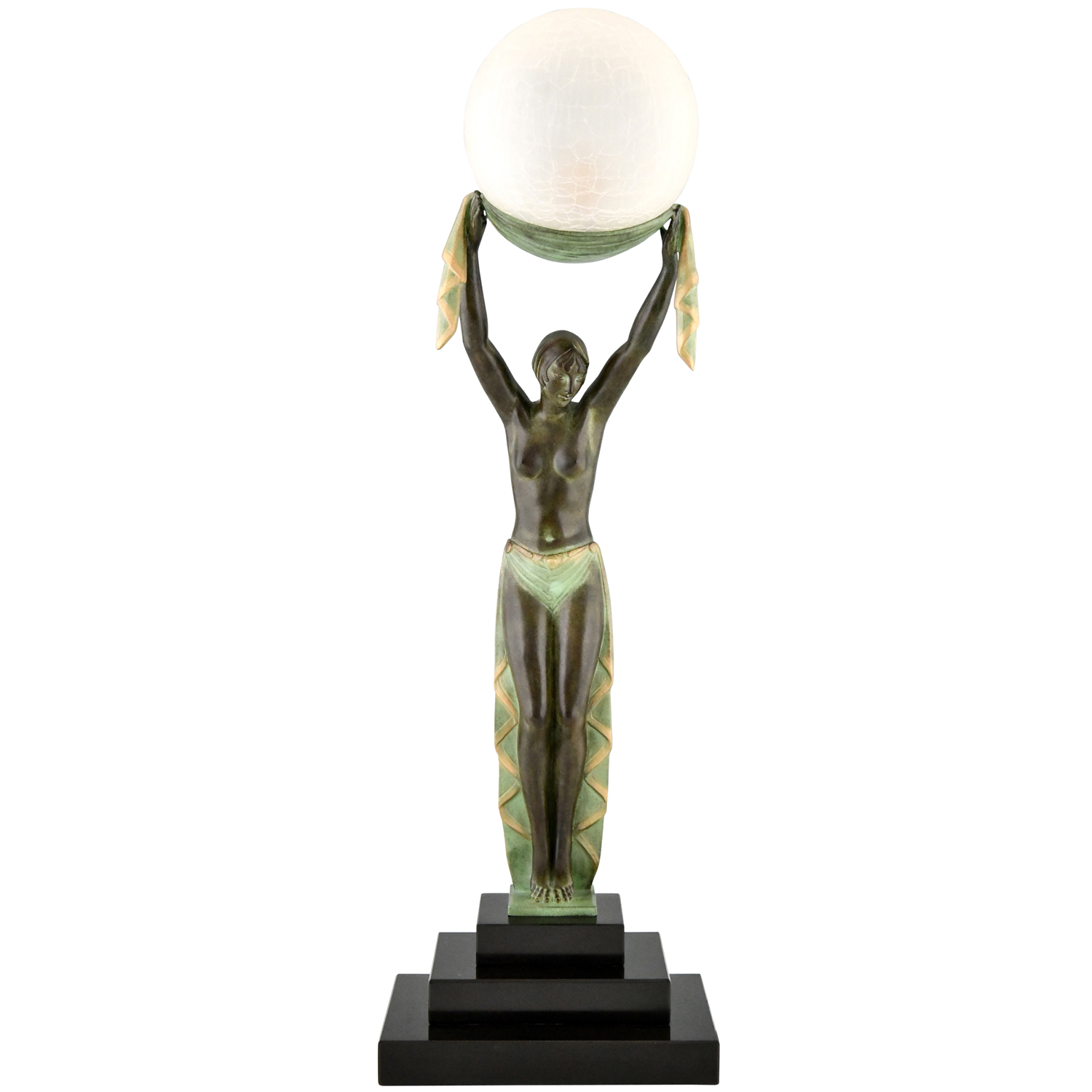 Art Deco lamp Verite lady with ball Fayral Max Le Verrier - 1