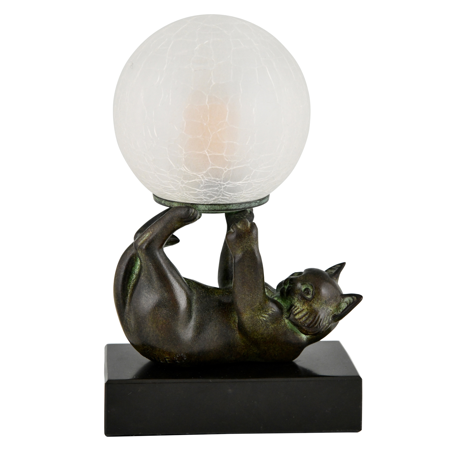 Art Deco lamp chat jongleur Janle Max Le Verrier