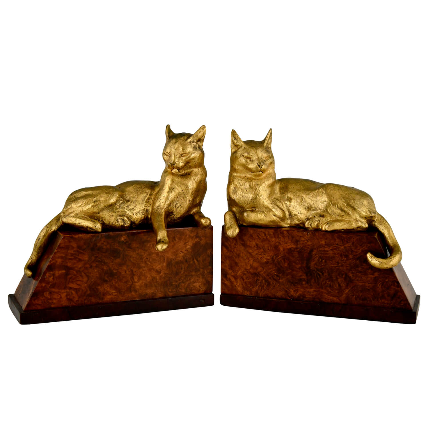 Art Deco bronze cat bookends Louis Riche - 2