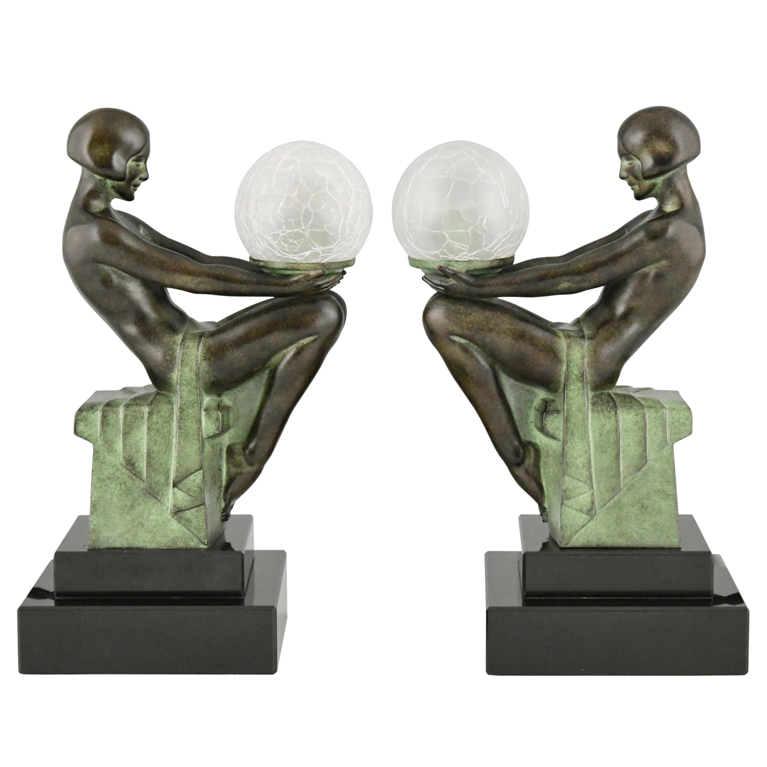 DELASSEMENT LUMINEUX PAIR lamps Art Deco Max Le Verrier