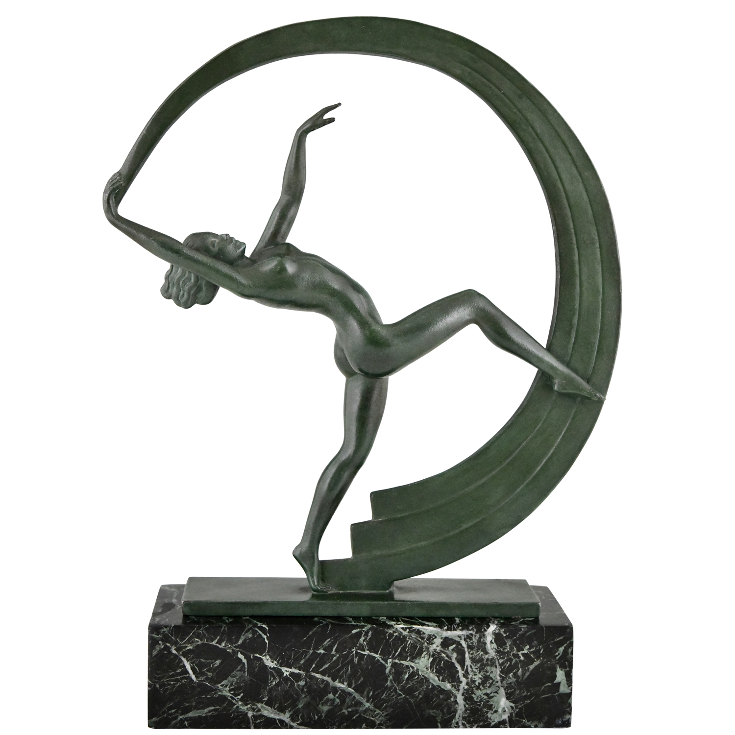 Janle Bacchanale Art Deco sculpture nude dancer Max le Verrier