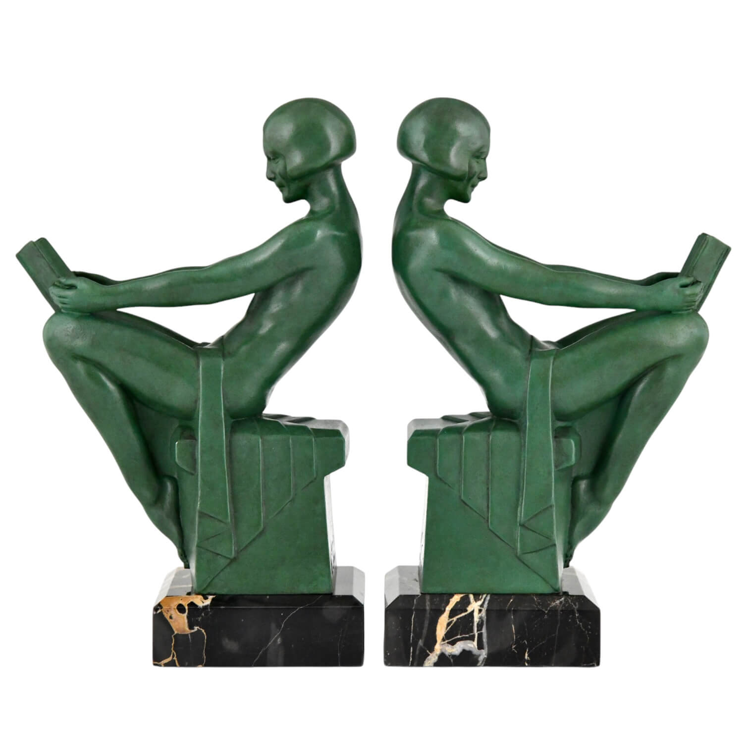 Art Deco seated nude bookends Delassement Max Le Verrier - 1-Deconamic
