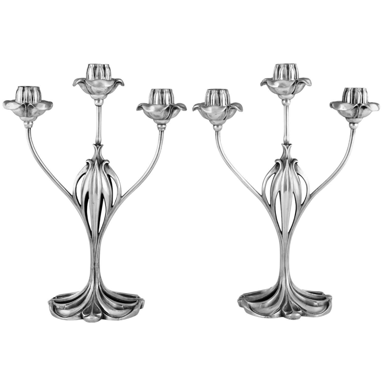 Georges De Feure Art Nouveau candelabra silvered bronze - 1-Deconamic
