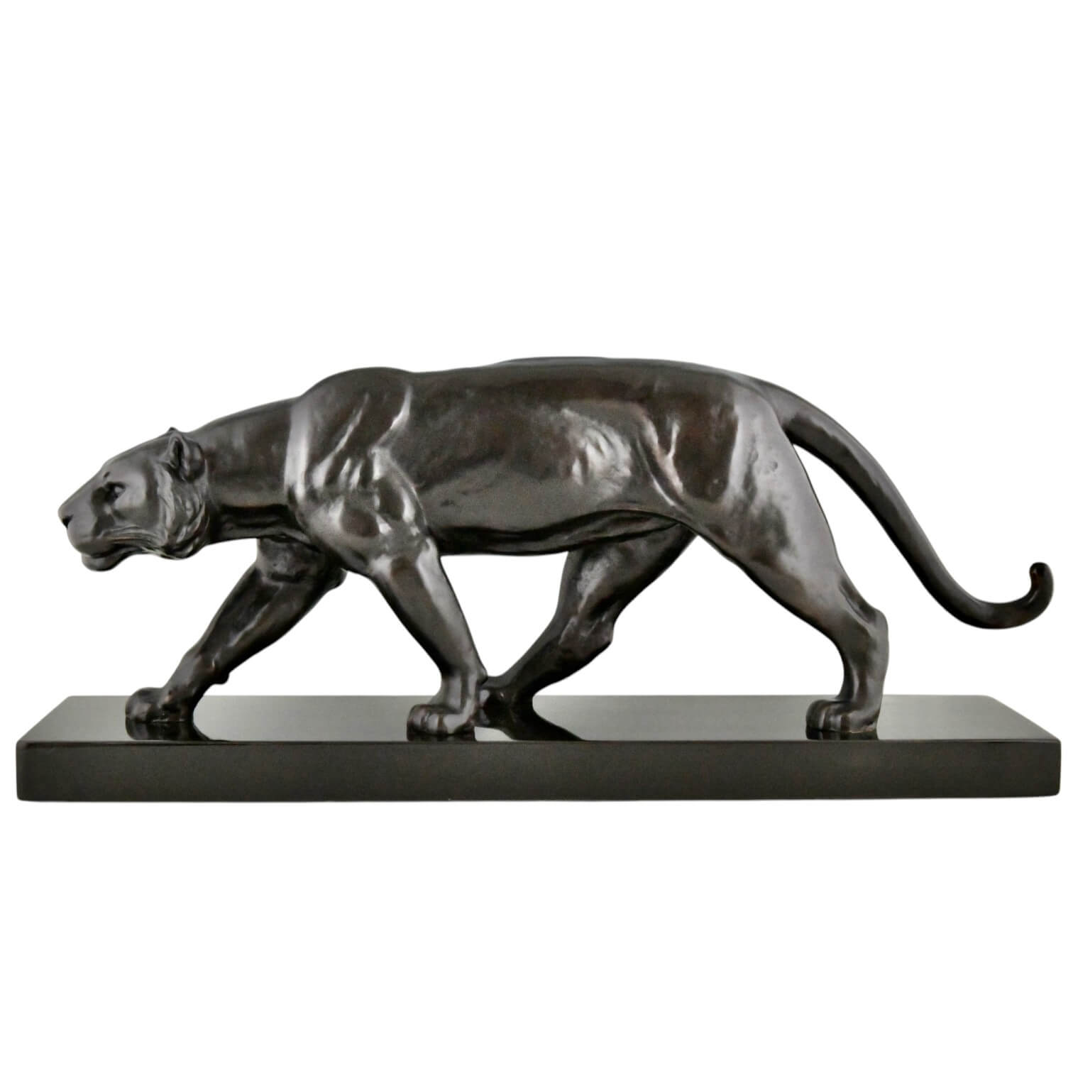 Ouline Art Deco panther bronze sculpture - 1-Deconamic