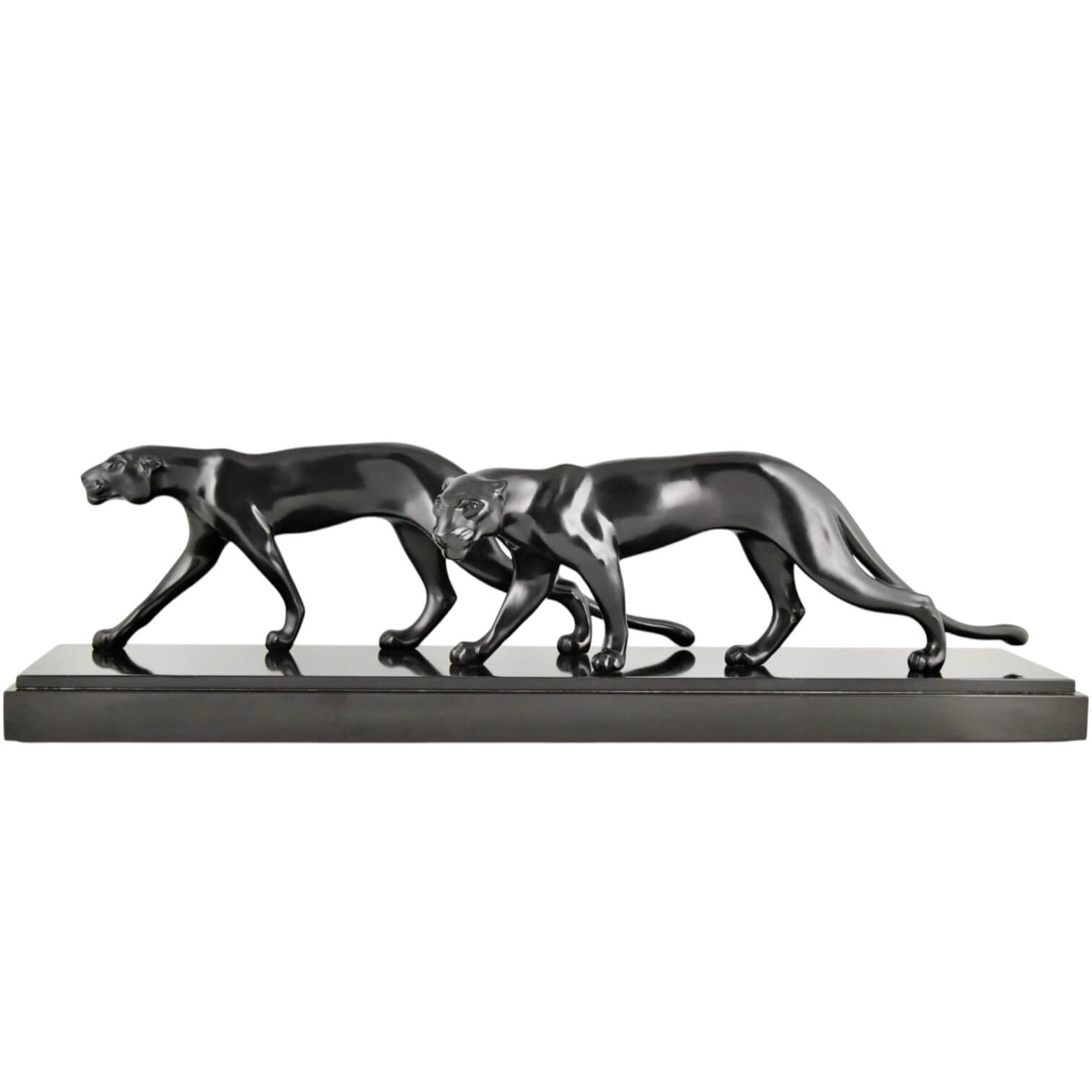Art Deco sculpture two panthers M. Font - 1-Deconamic