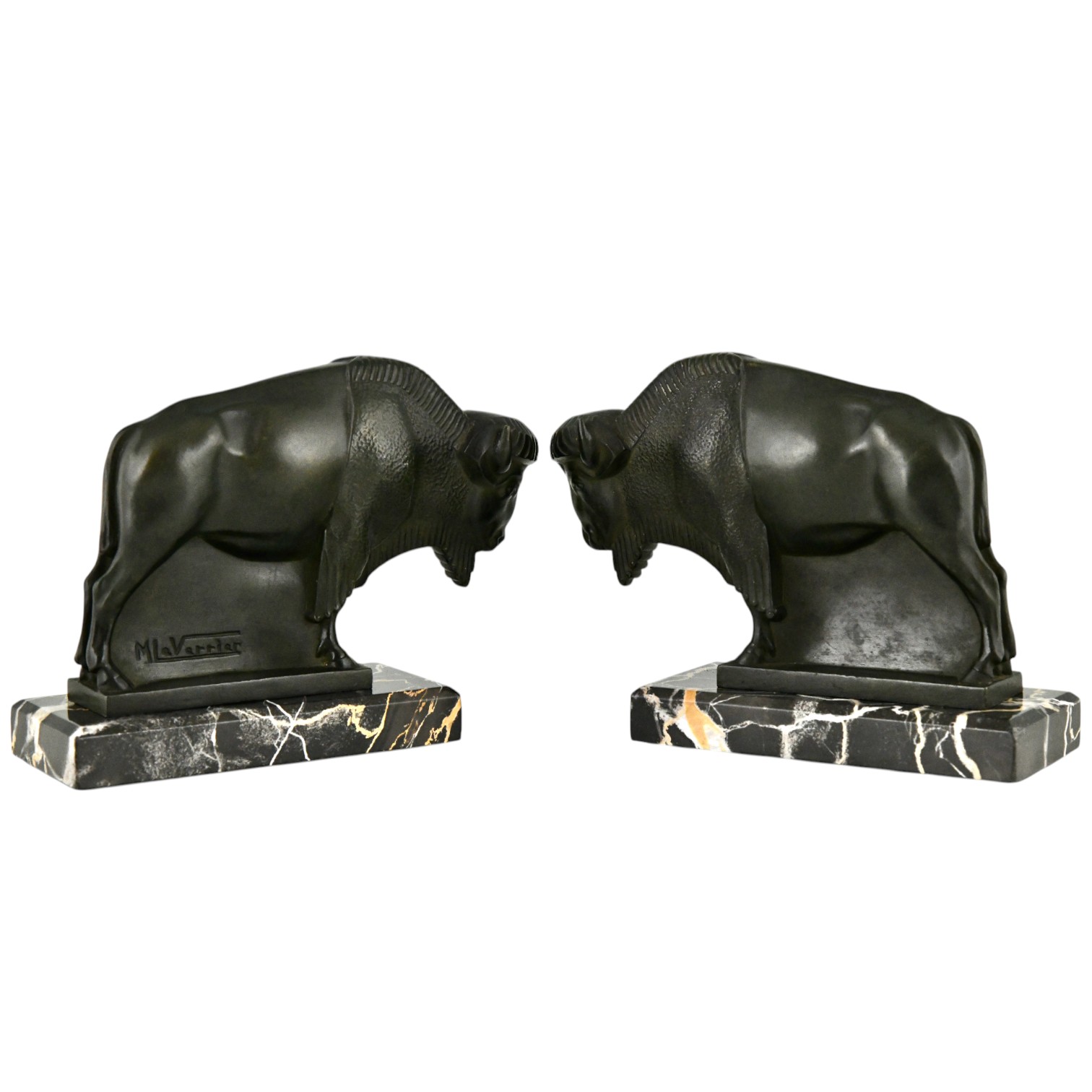 Art Deco bison boekensteunen Art Deco bison boekensteunen