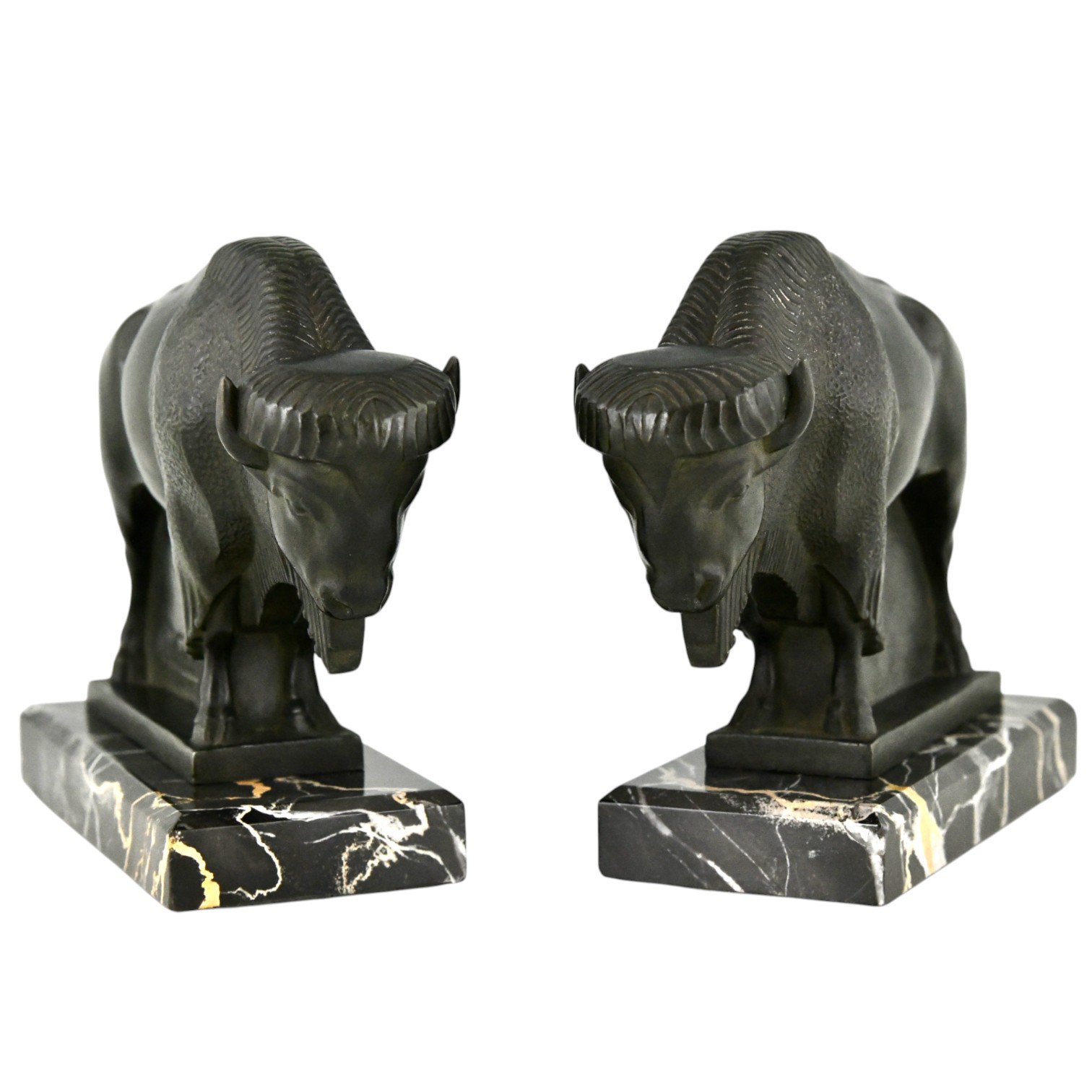 Art Deco bison boekensteunen Art Deco bison boekensteunen