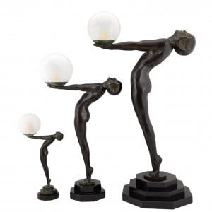 Clarté-Lampe von Max Le Verrier mit grüner Patina, 3 verschiedene Größen