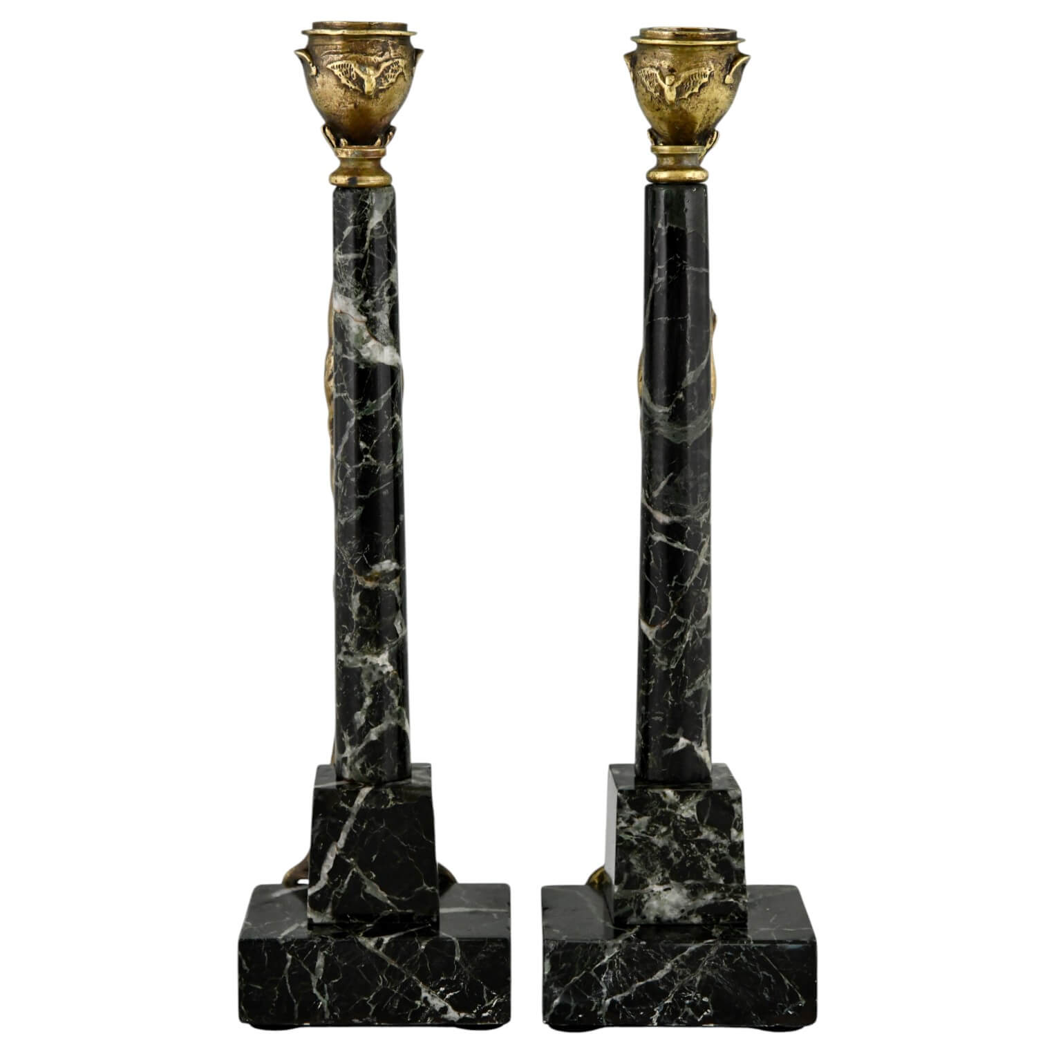 Antique candlesticks Mephisto and bats Antique candlesticks Mephisto and bats