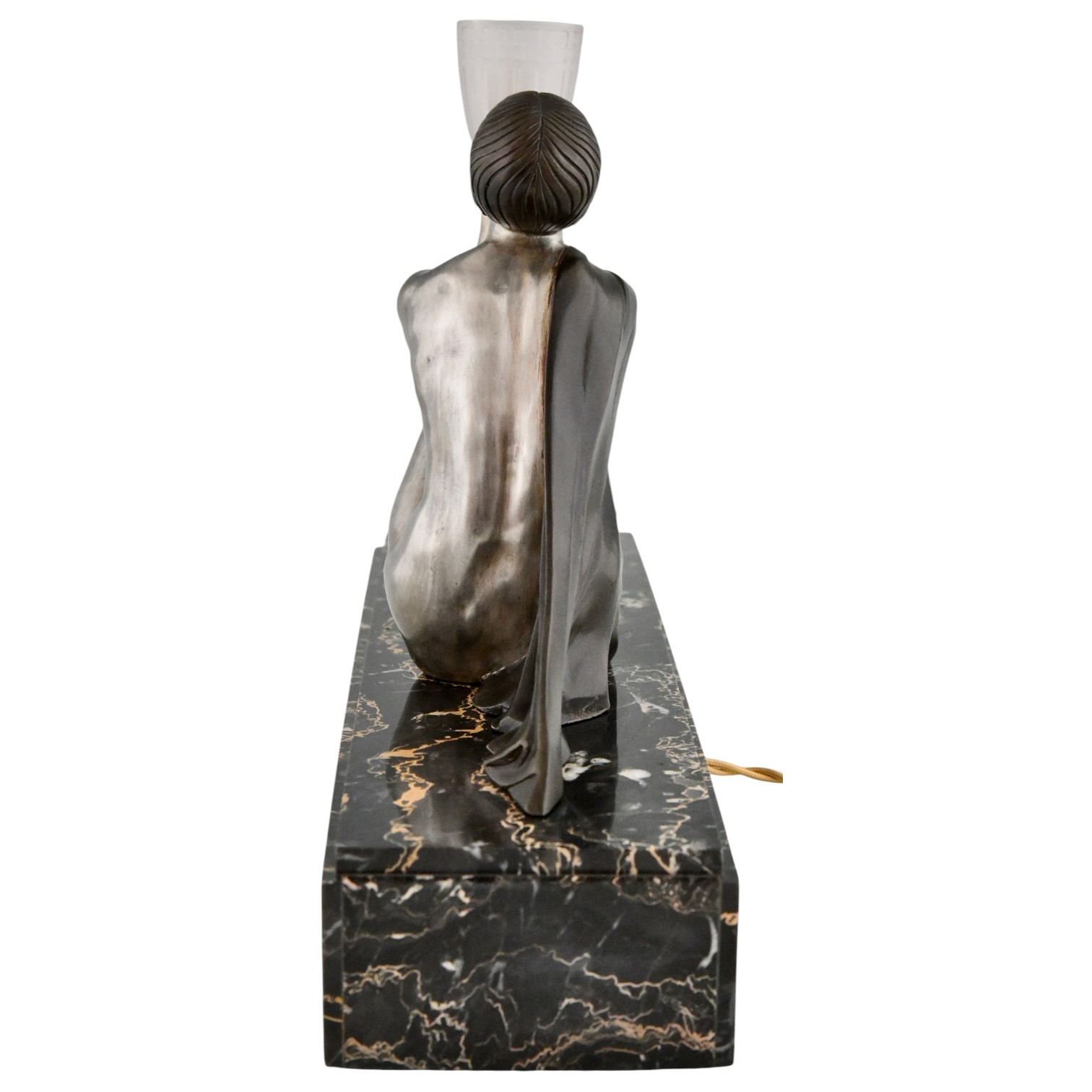 Art Deco Bronze Lamp Sculpture Seated Lady with Vase Art Deco Bronze Lamp Sculpture Seated Lady with Vase