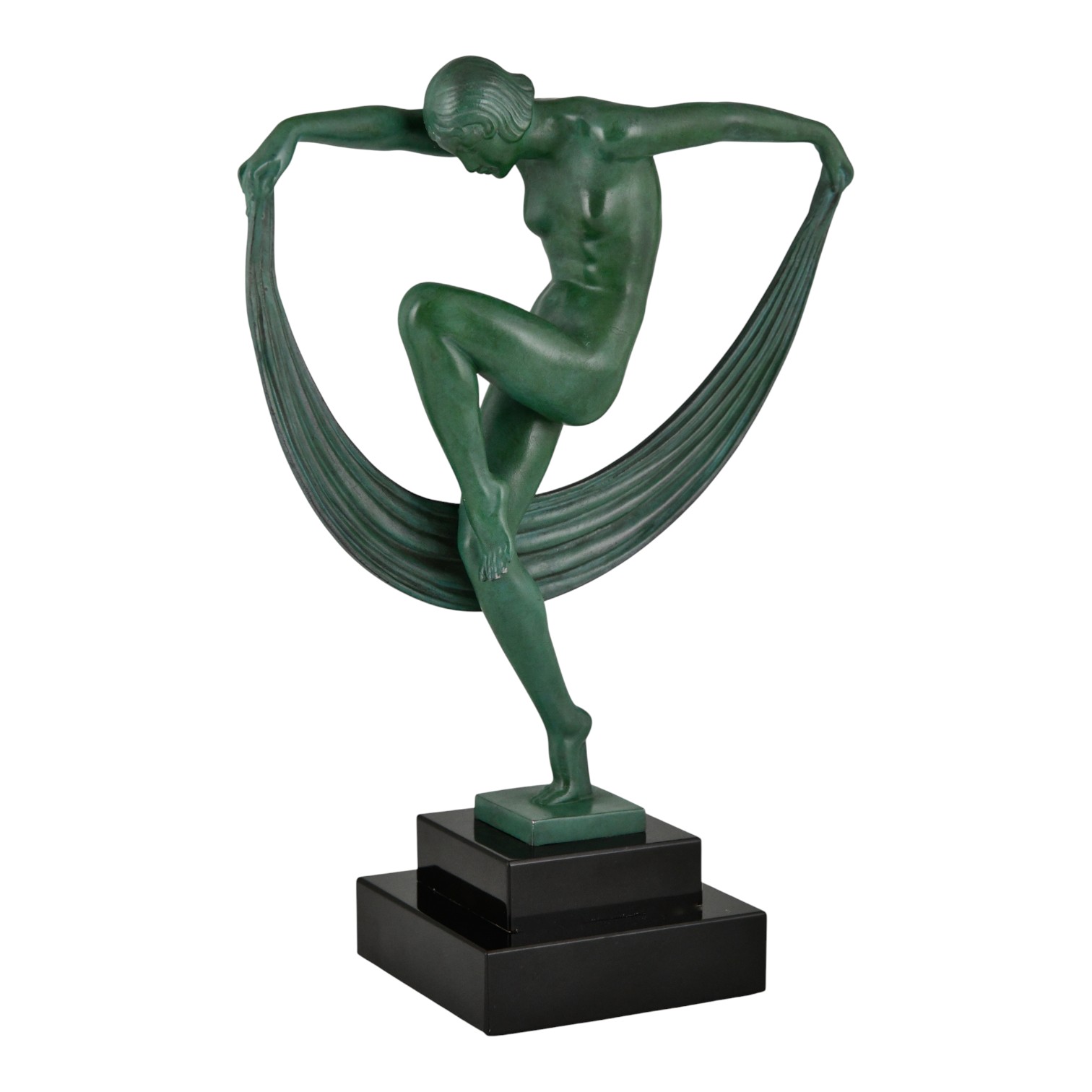 Art Deco sculptuur danseres met sluier FOLIE Art Deco sculptuur danseres met sluier FOLIE
