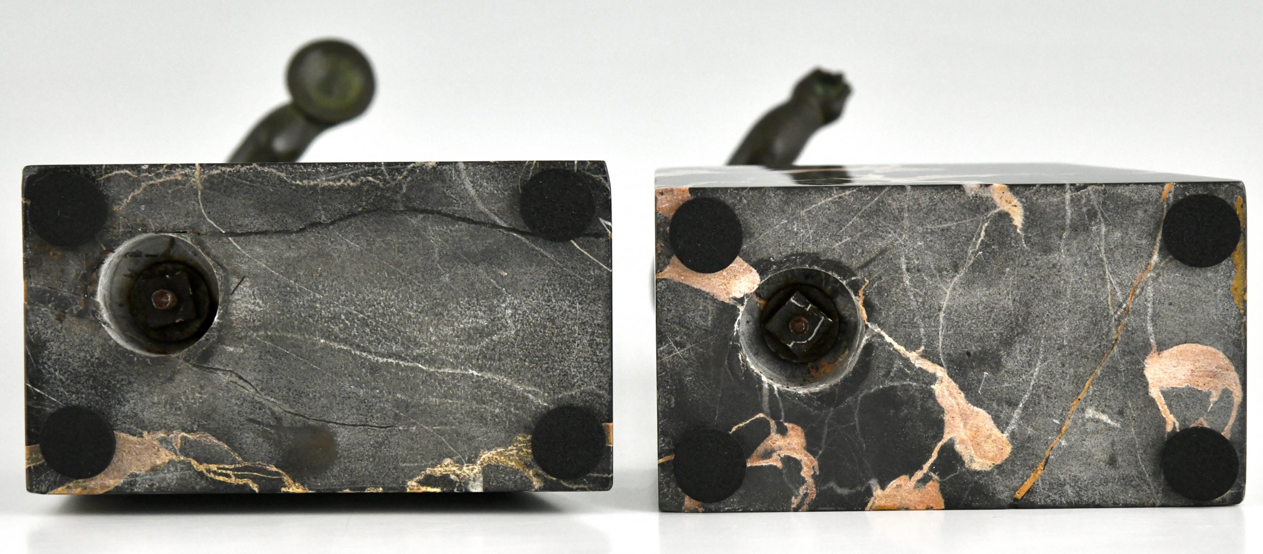 Art Deco bronze faun bookends. Art Deco bronze faun bookends.