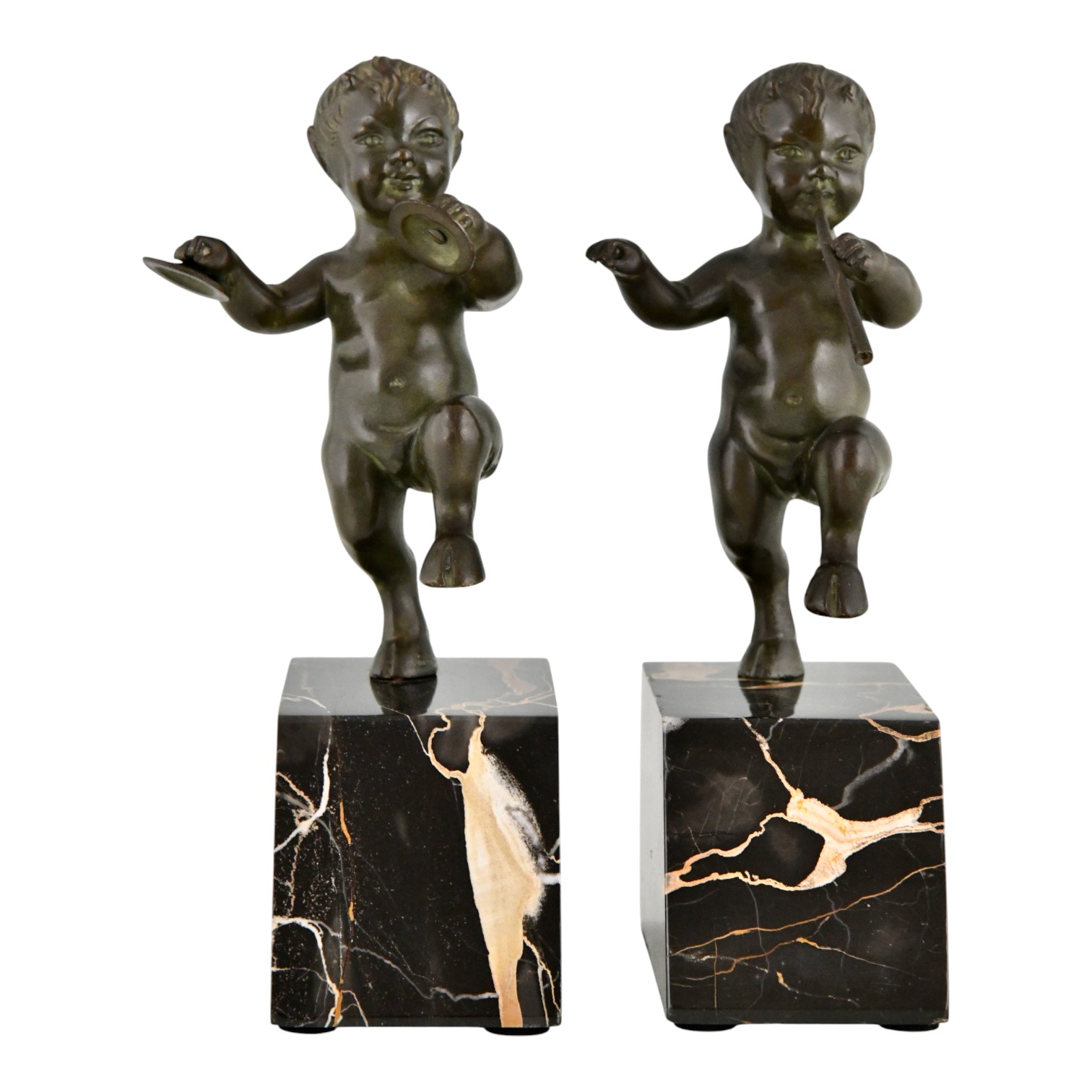 Art Deco bronze faun bookends. Art Deco bronze faun bookends.