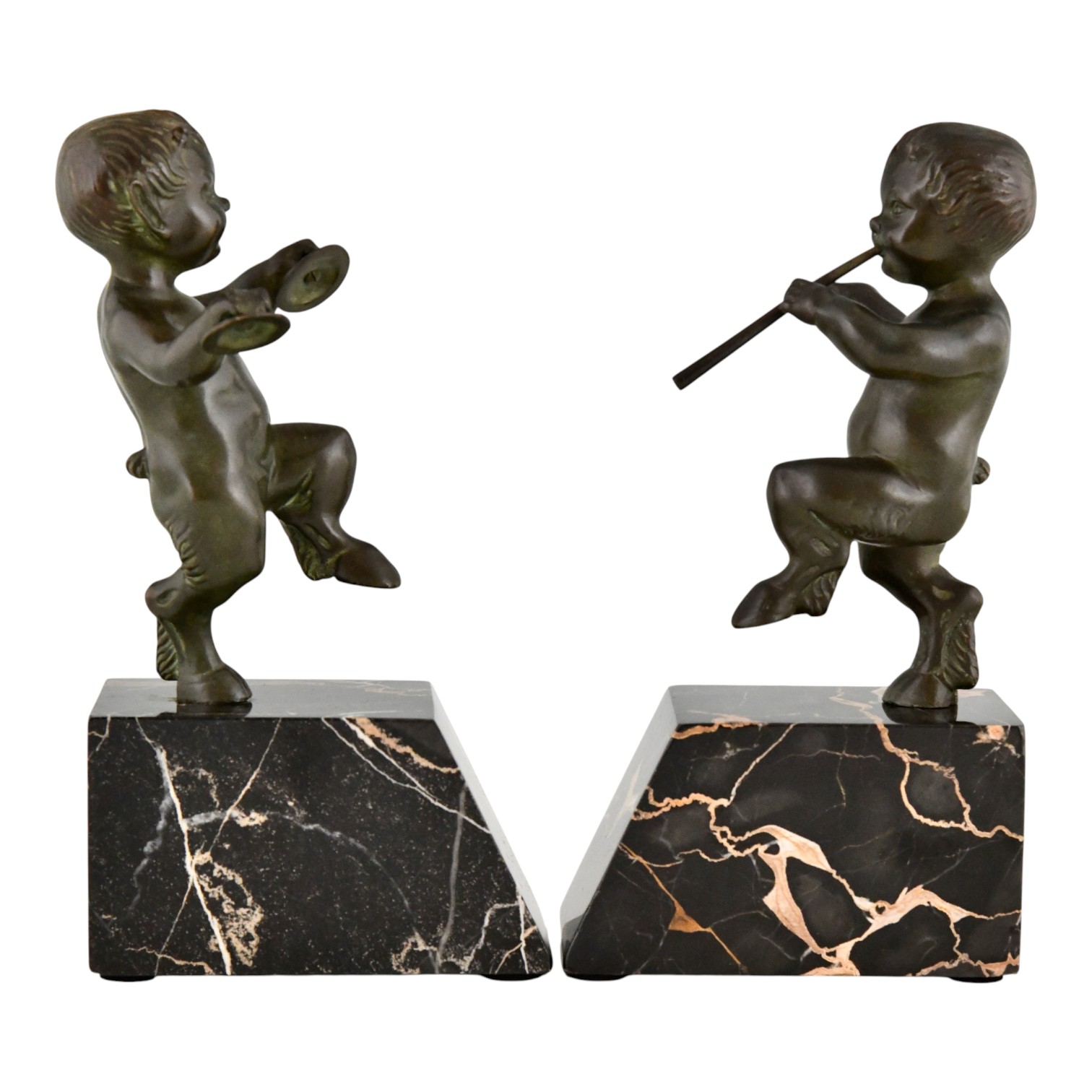 Art Deco bronze faun bookends. Art Deco bronze faun bookends.
