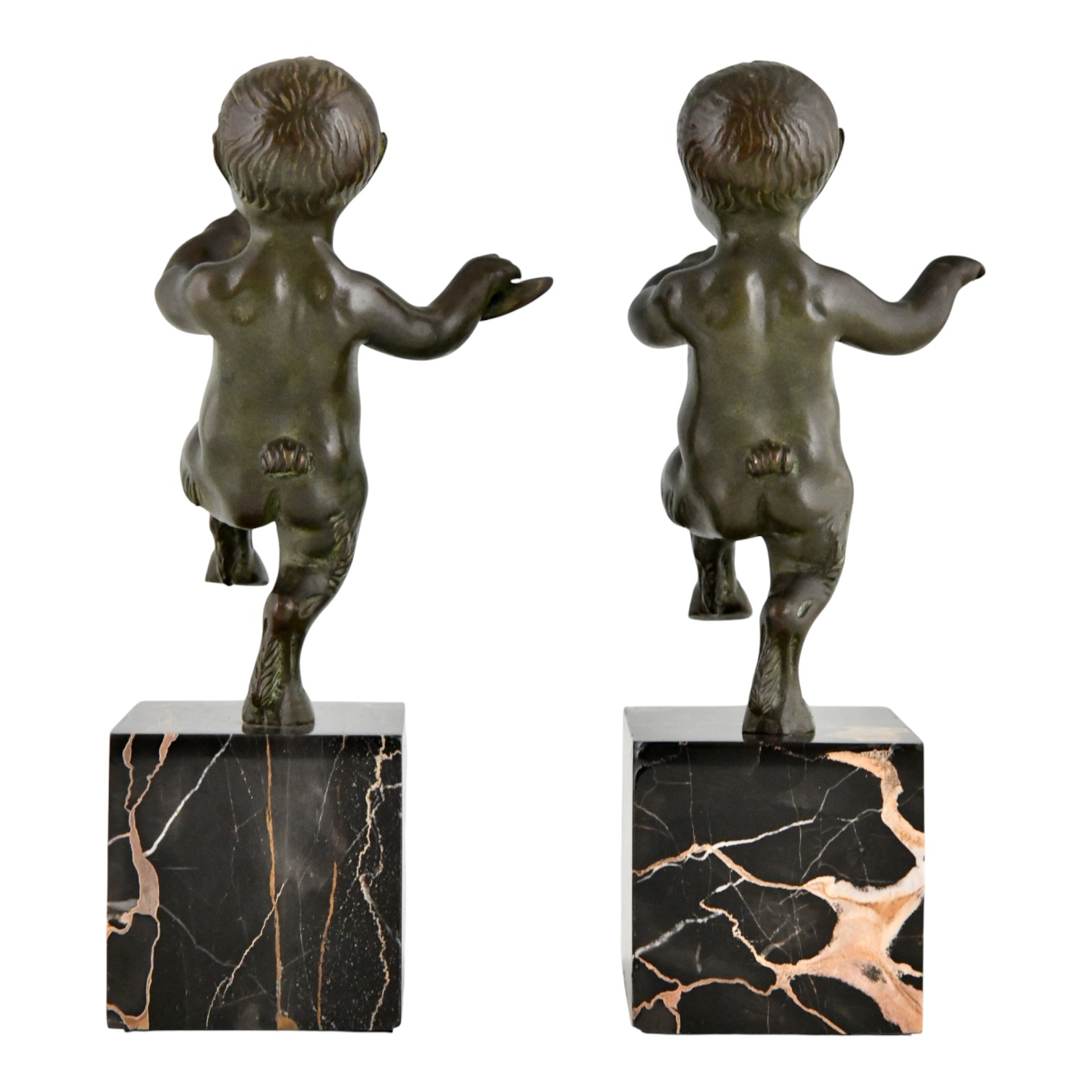 Art Deco bronze faun bookends. Art Deco bronze faun bookends.