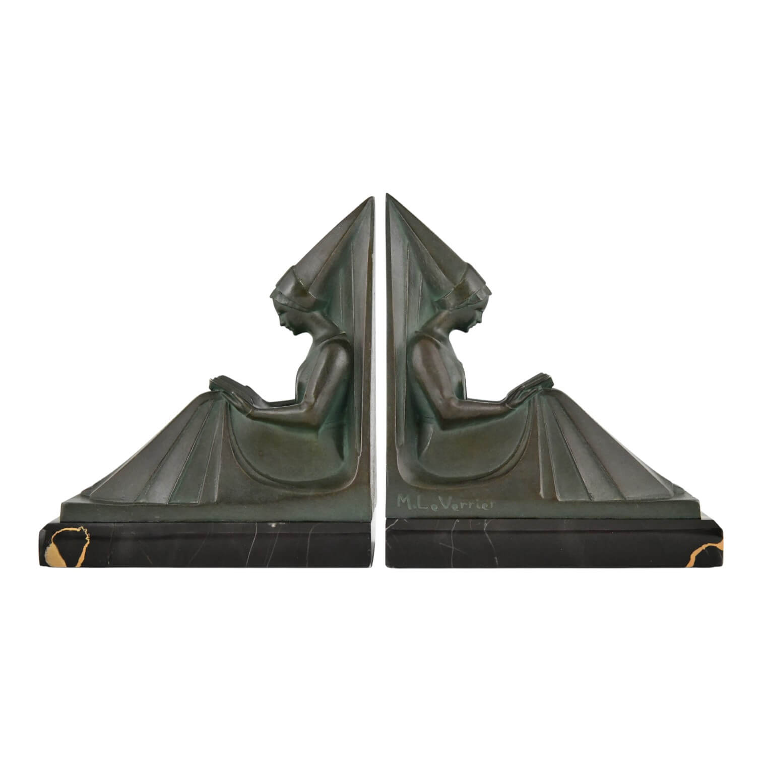 Art Deco bookends Max Le Verrier - Moyen age -Deconamic Medieval ladies