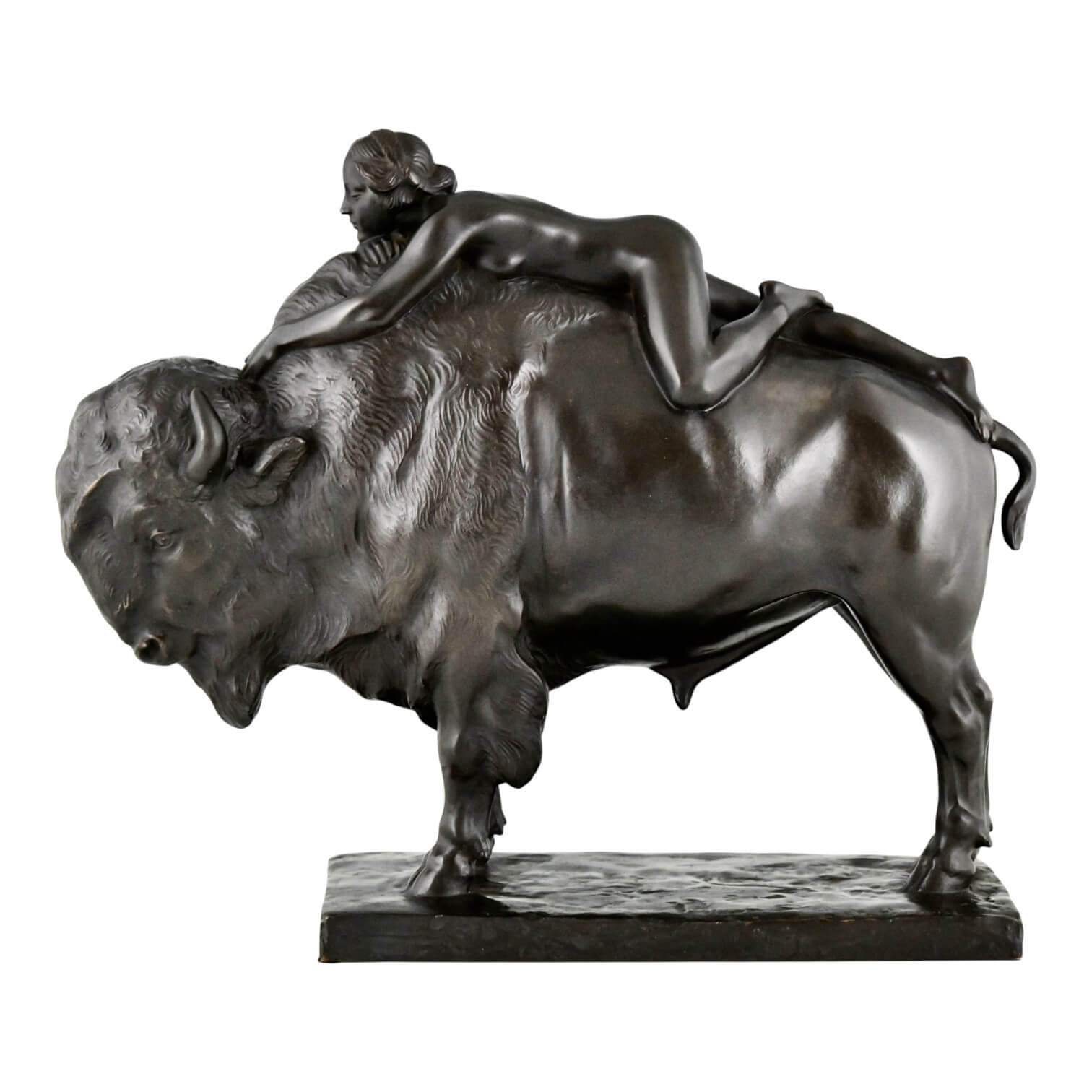Donndorf Art Deco bronze nude on bull Europa - 1-Deconamic