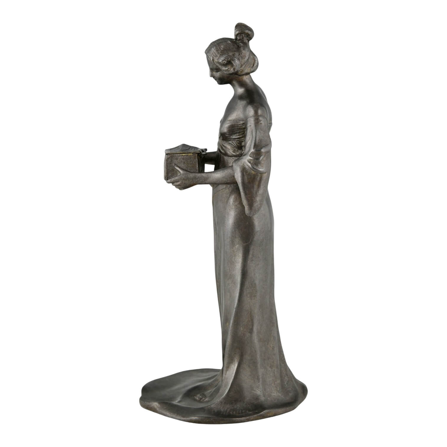 Art Nouveau Skulptur Frau mit Schmuckkästchen Art Nouveau Skulptur Frau mit Schmuckkästchen