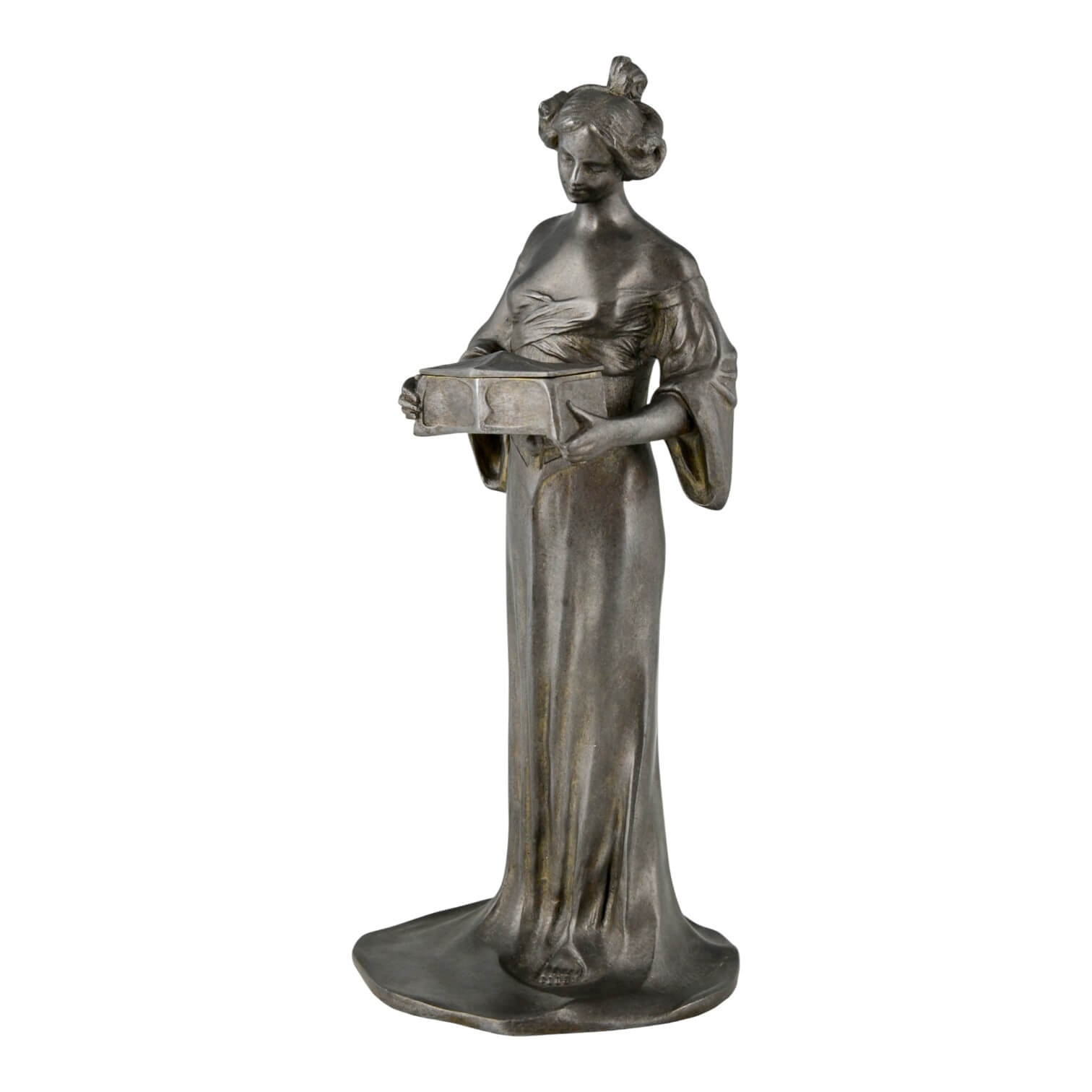 Art Nouveau Skulptur Frau mit Schmuckkästchen Art Nouveau Skulptur Frau mit Schmuckkästchen