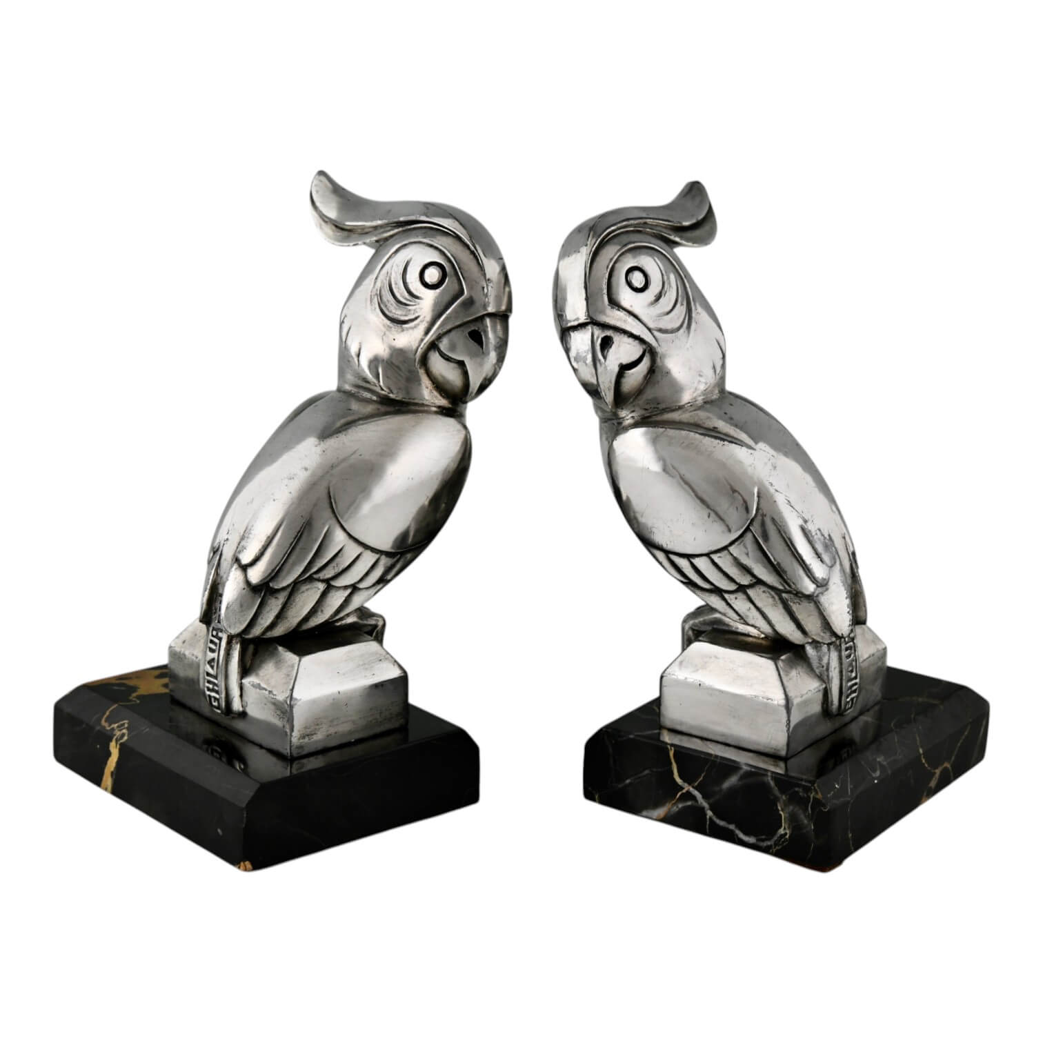 Art Deco papegaai boekensteunen Art Deco parrot bookends GH Laurent - 1-Deconamic