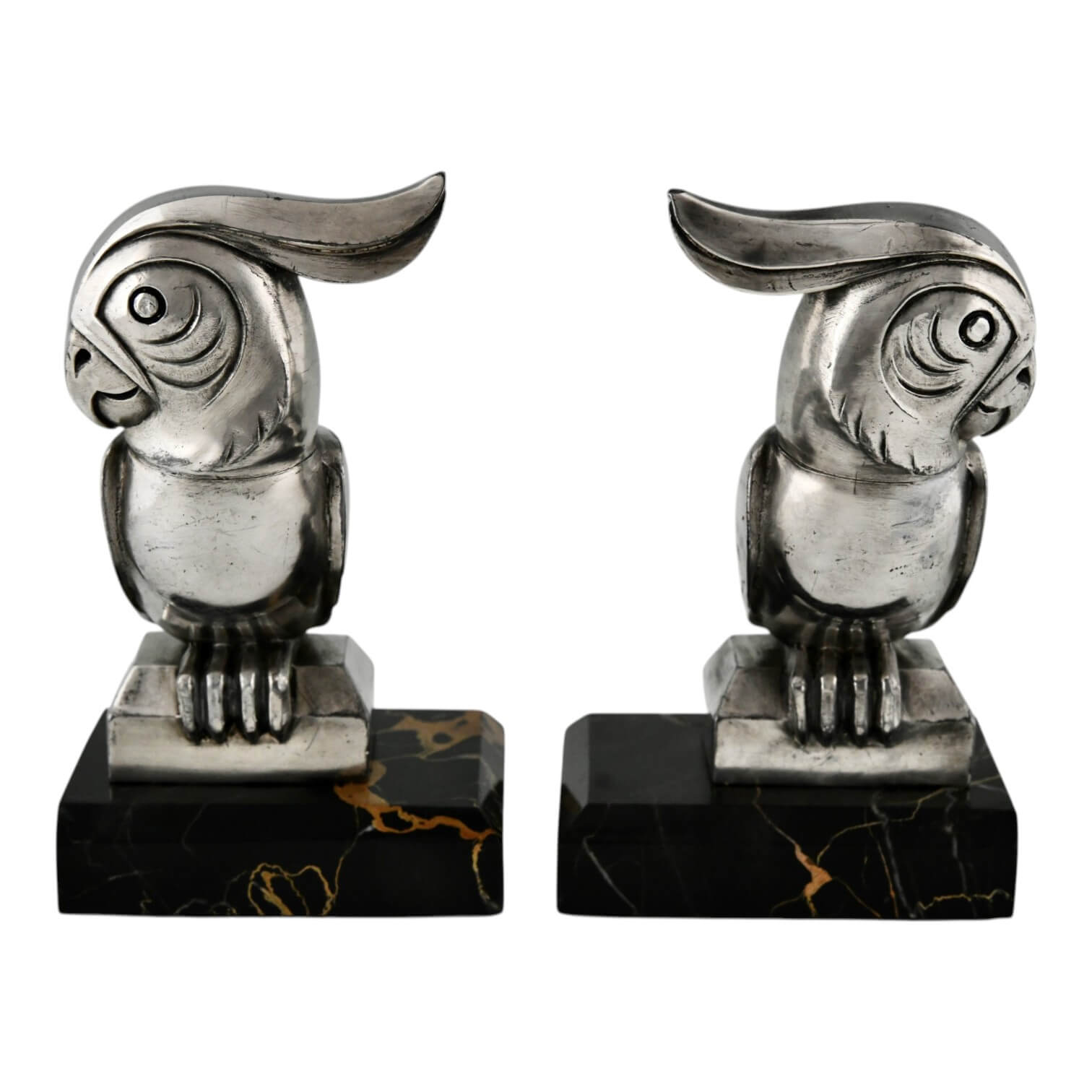 Art Deco papegaai boekensteunen Art Deco papegaai boekensteunen