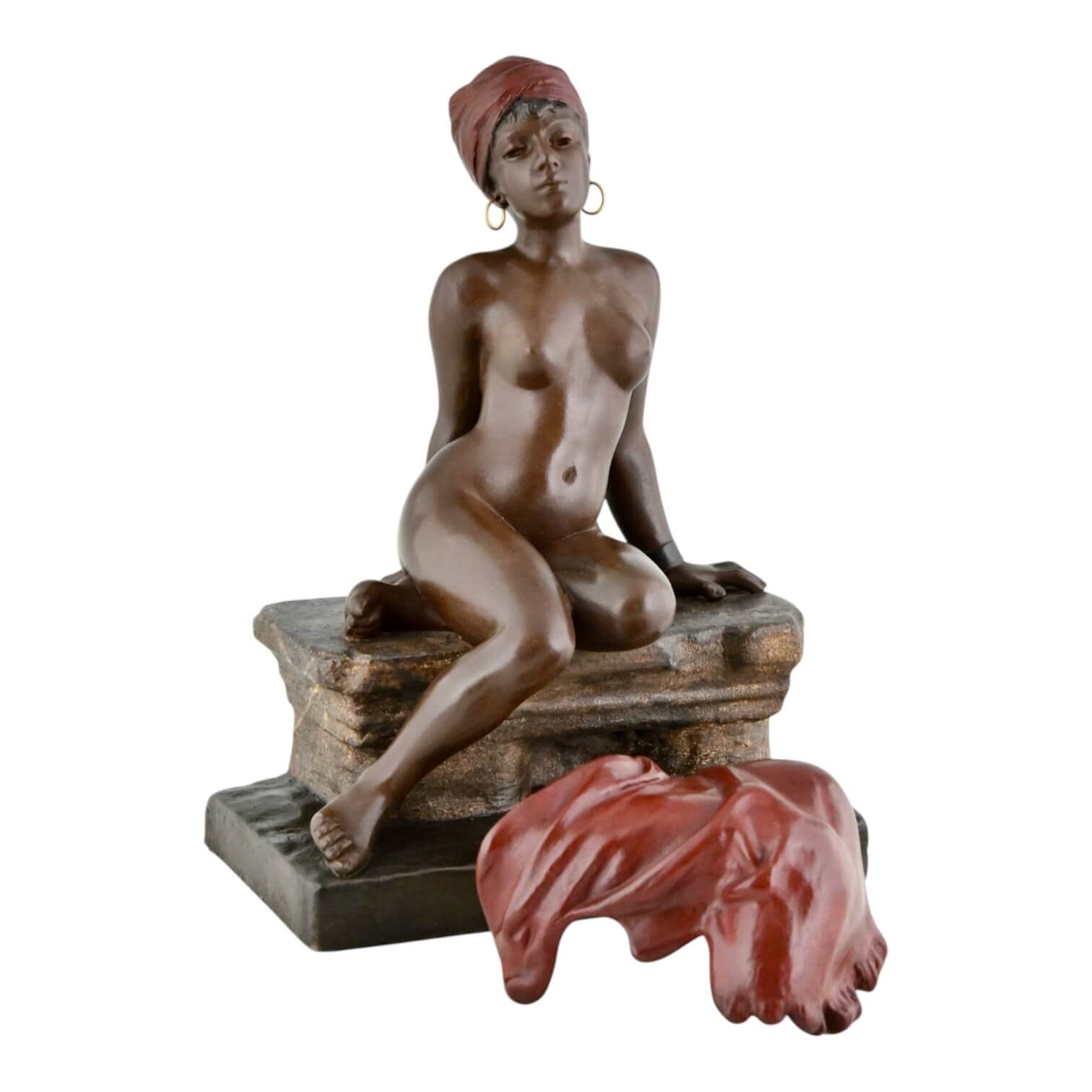 Sculpture orientaliste Art Nouveau femme assise Sculpture orientaliste Art Nouveau femme assise