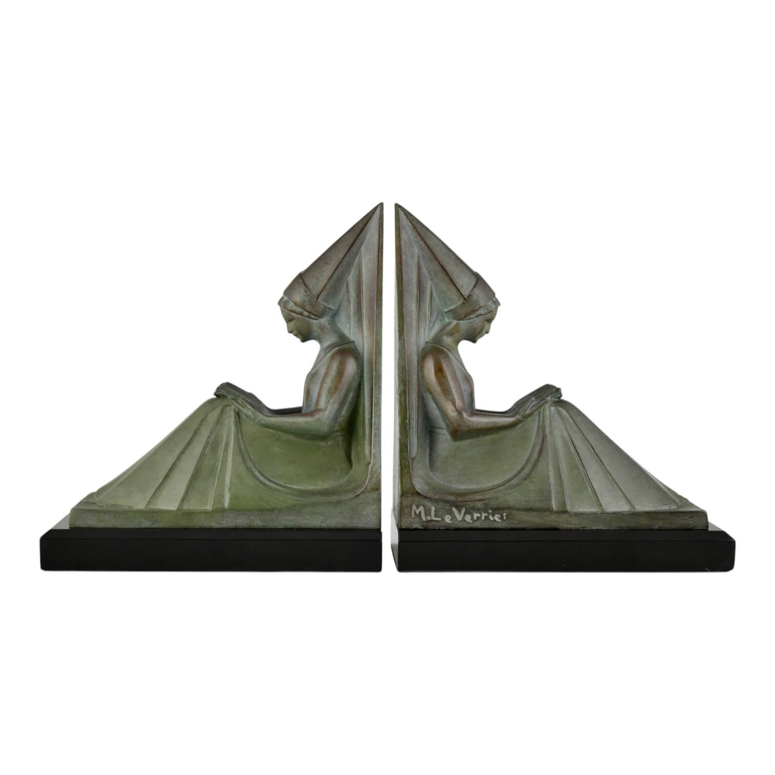 Art Deco bookends Medieval Max Le Verrier - 1-Deconamic MOYEN AGE reading ladies