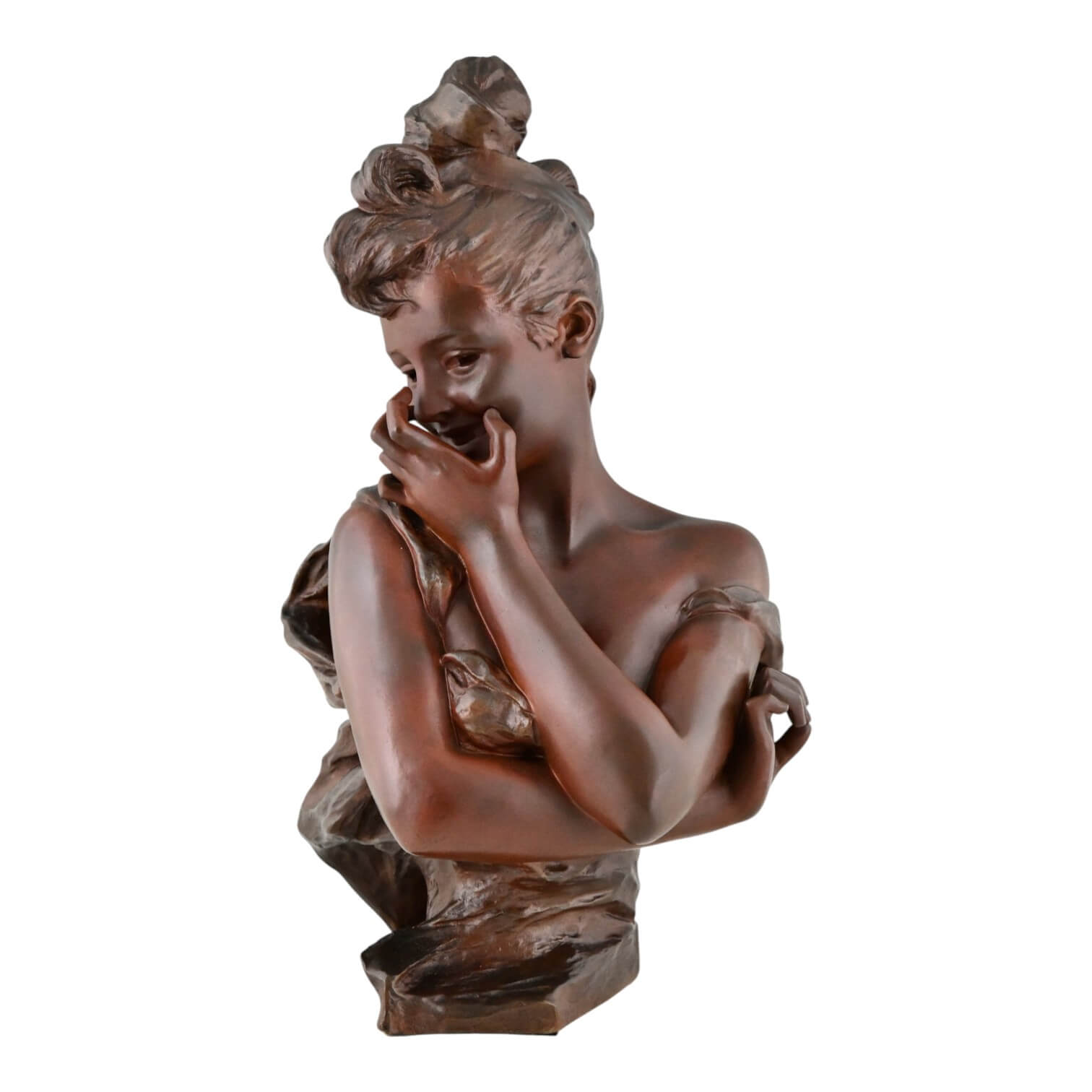 Van der Straeten Art Nouveau bronze bust Georges Van der Straeten - 7-Deconamic