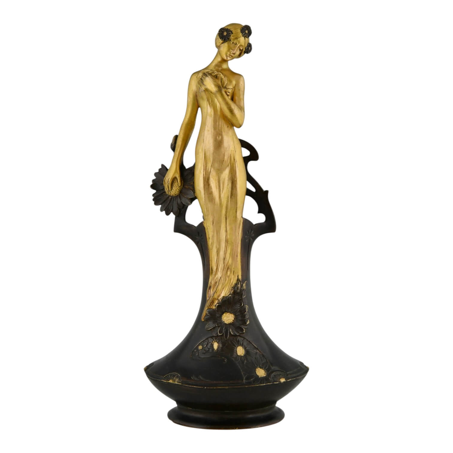 Art Nouveau bronze vase lady Korschann - 1-Deconamic