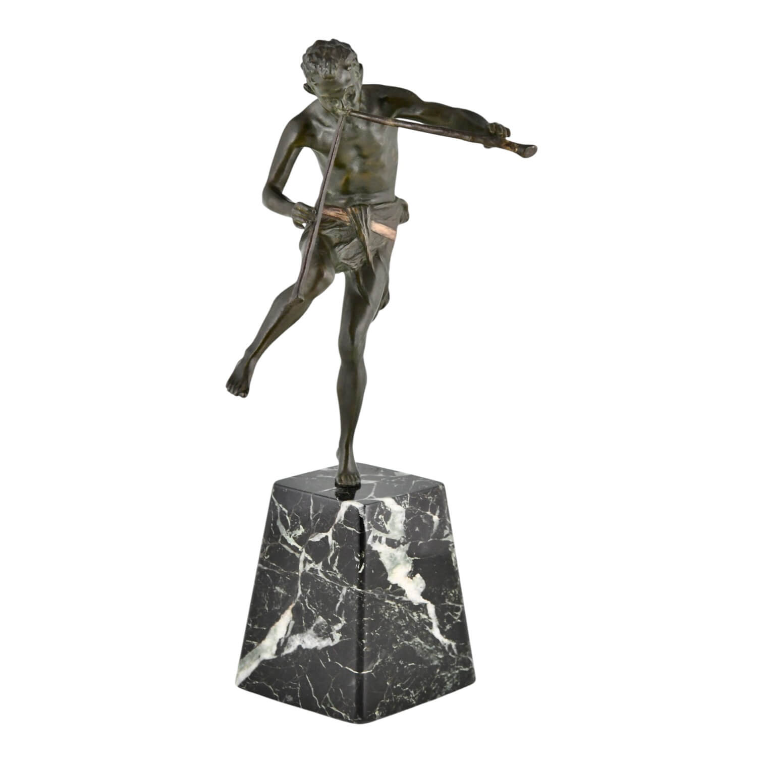 Art Deco bronze satyr with flutes by Drouot - 1-Deconamic