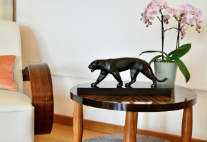 Max Le Verrier Ouganda Art deco panther sculpture Deconamic