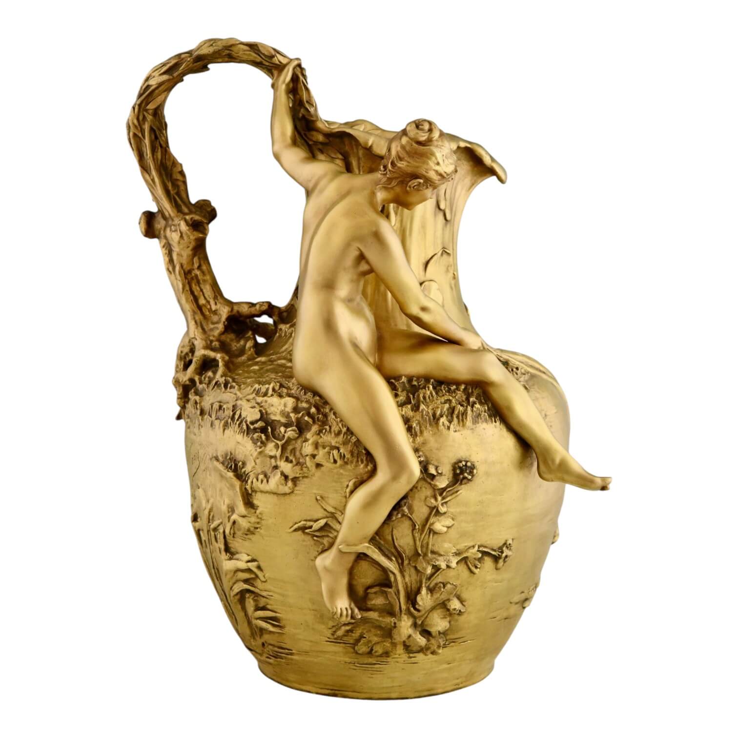 Art Nouveau vase Vibert bronze lady - Deconamic