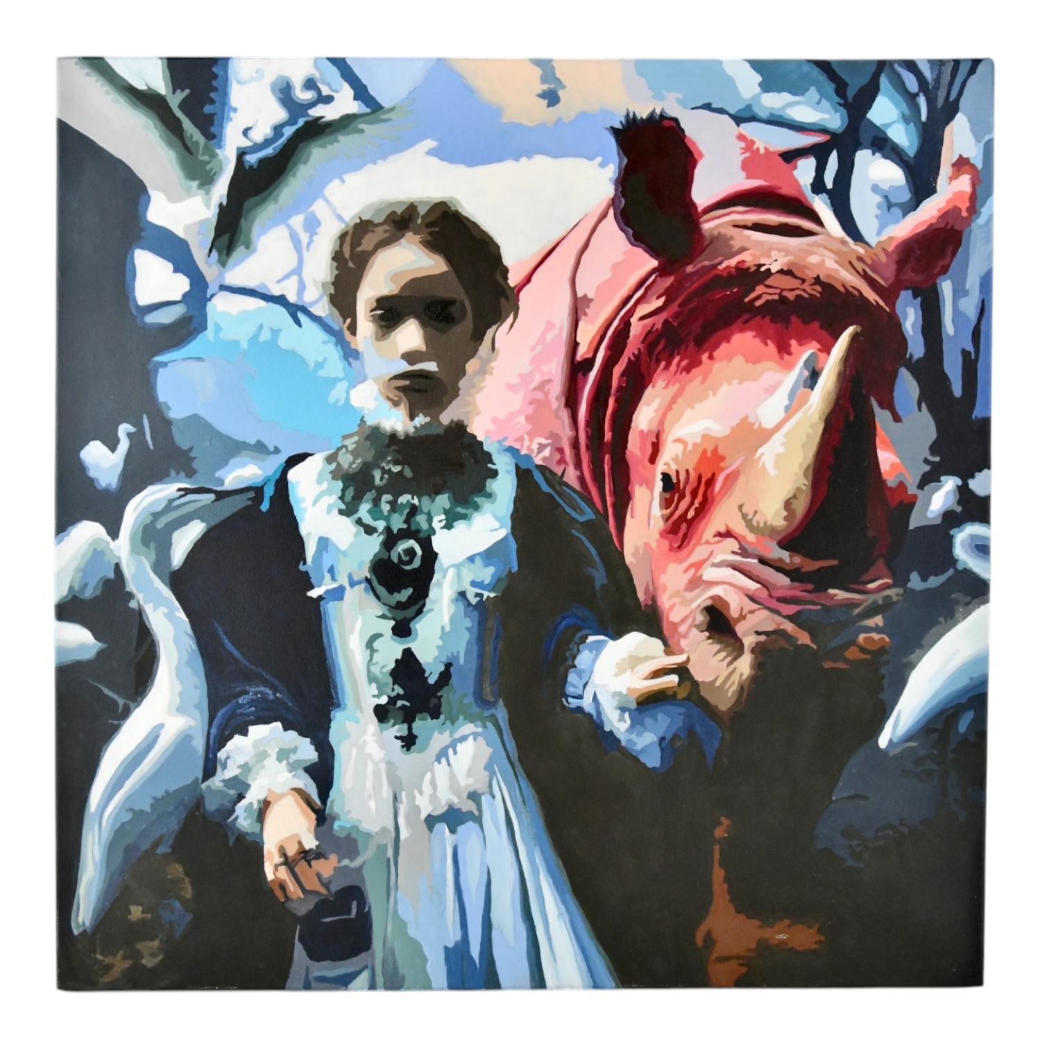 La Fille et Le Rhino – Tableau de Carole Grandgirard | Huile sur Toile 2025 Carole Grandgirard fille et rhinoceros - contemporary painting 2025
