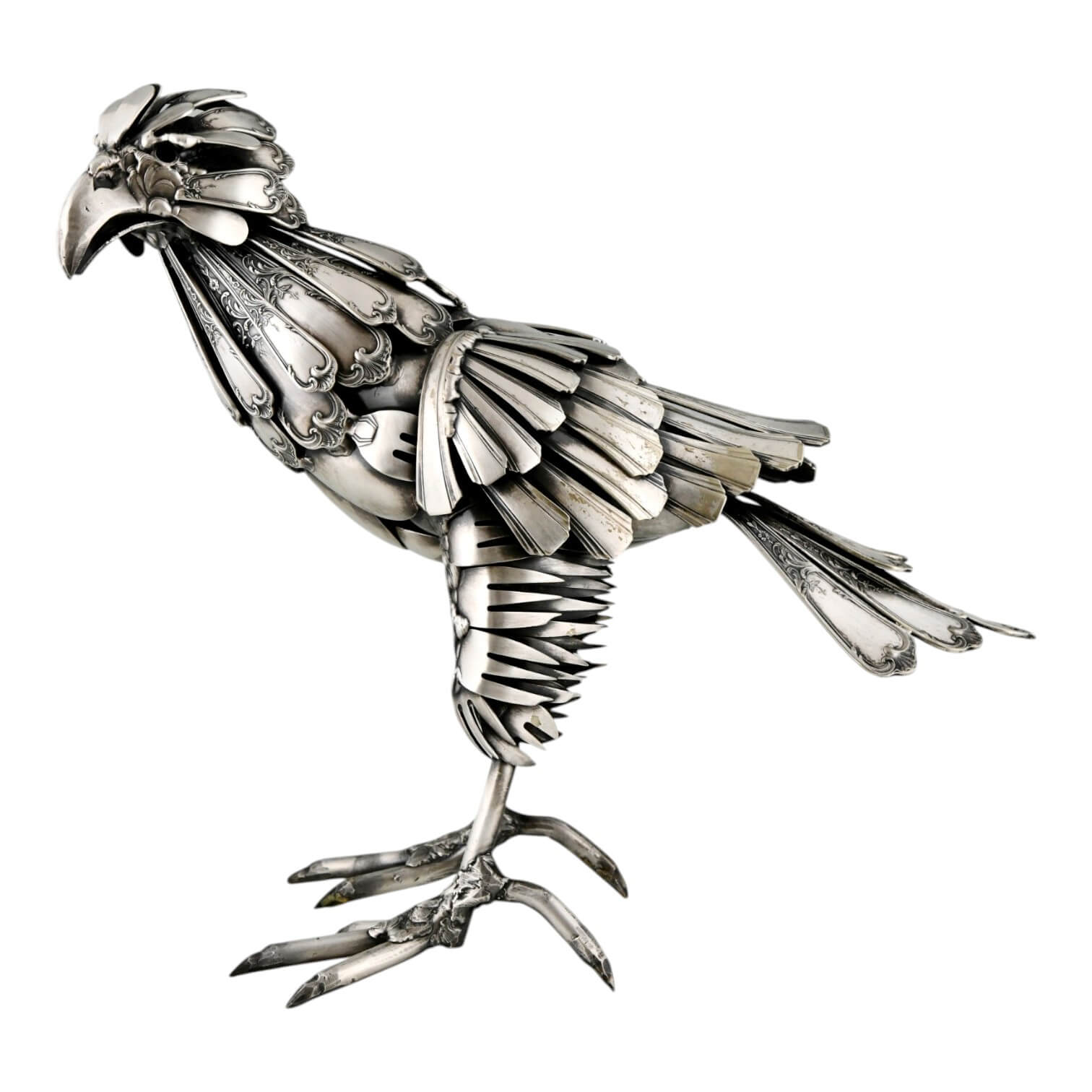 Adler Skulptur aus Antikem Besteck – Frankreich um 1980 Gerard Bouvier eagle sculpture - Mid century