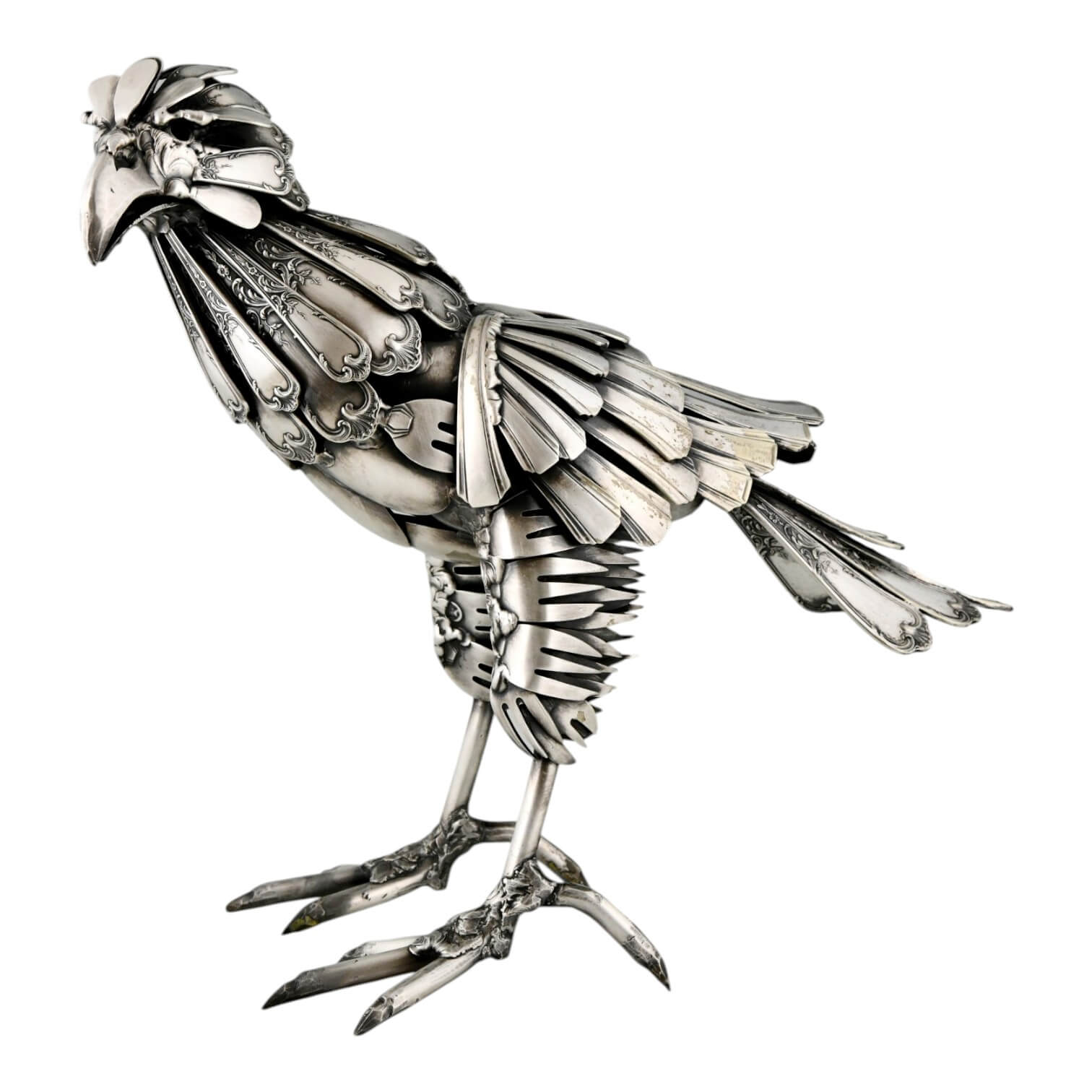 Adler Skulptur aus Antikem Besteck – Frankreich um 1980 Adler Skulptur aus Antikem Besteck – Frankreich um 1980