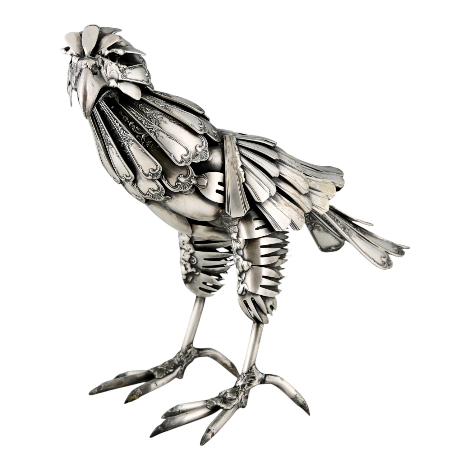 Adler Skulptur aus Antikem Besteck – Frankreich um 1980 Adler Skulptur aus Antikem Besteck – Frankreich um 1980