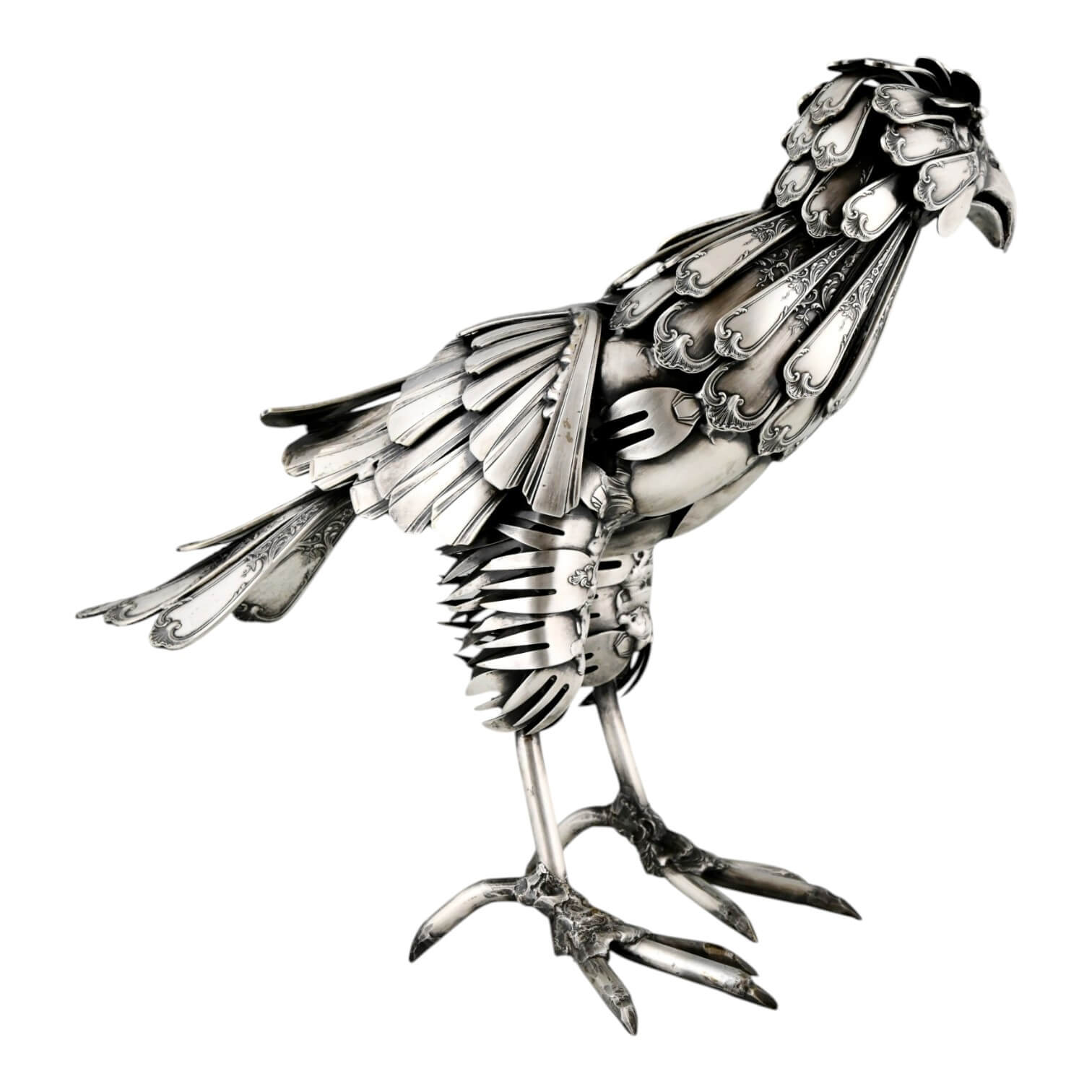 Adler Skulptur aus Antikem Besteck – Frankreich um 1980 Adler Skulptur aus Antikem Besteck – Frankreich um 1980