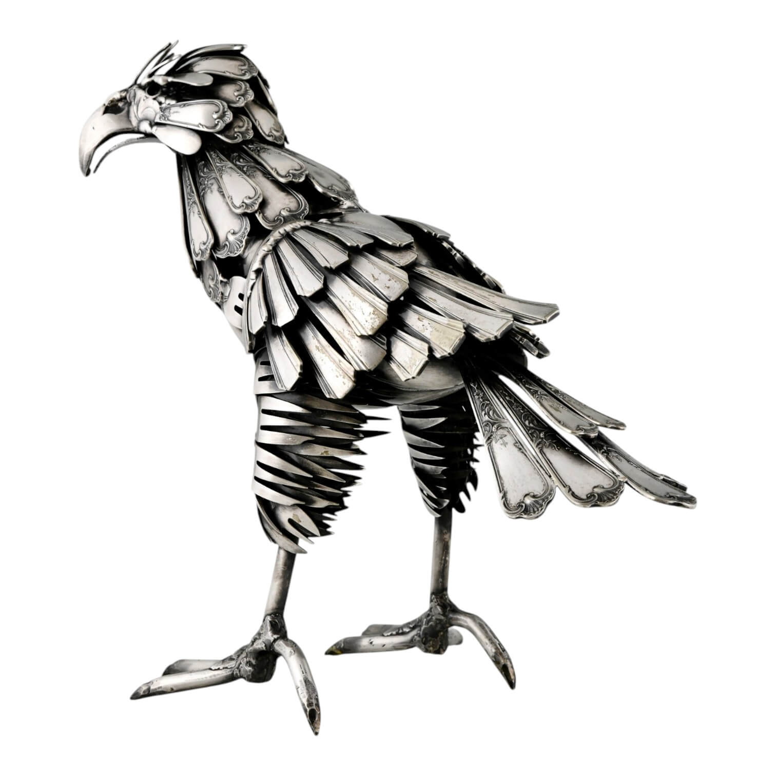 Adler Skulptur aus Antikem Besteck – Frankreich um 1980 Adler Skulptur aus Antikem Besteck – Frankreich um 1980