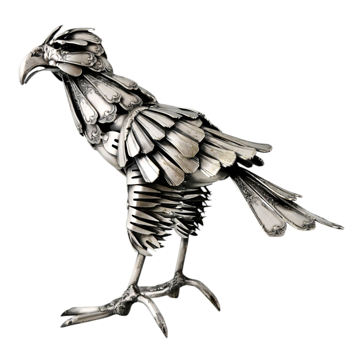 Adler Skulptur aus Antikem Besteck – Frankreich um 1980 Adler Skulptur aus Antikem Besteck – Frankreich um 1980