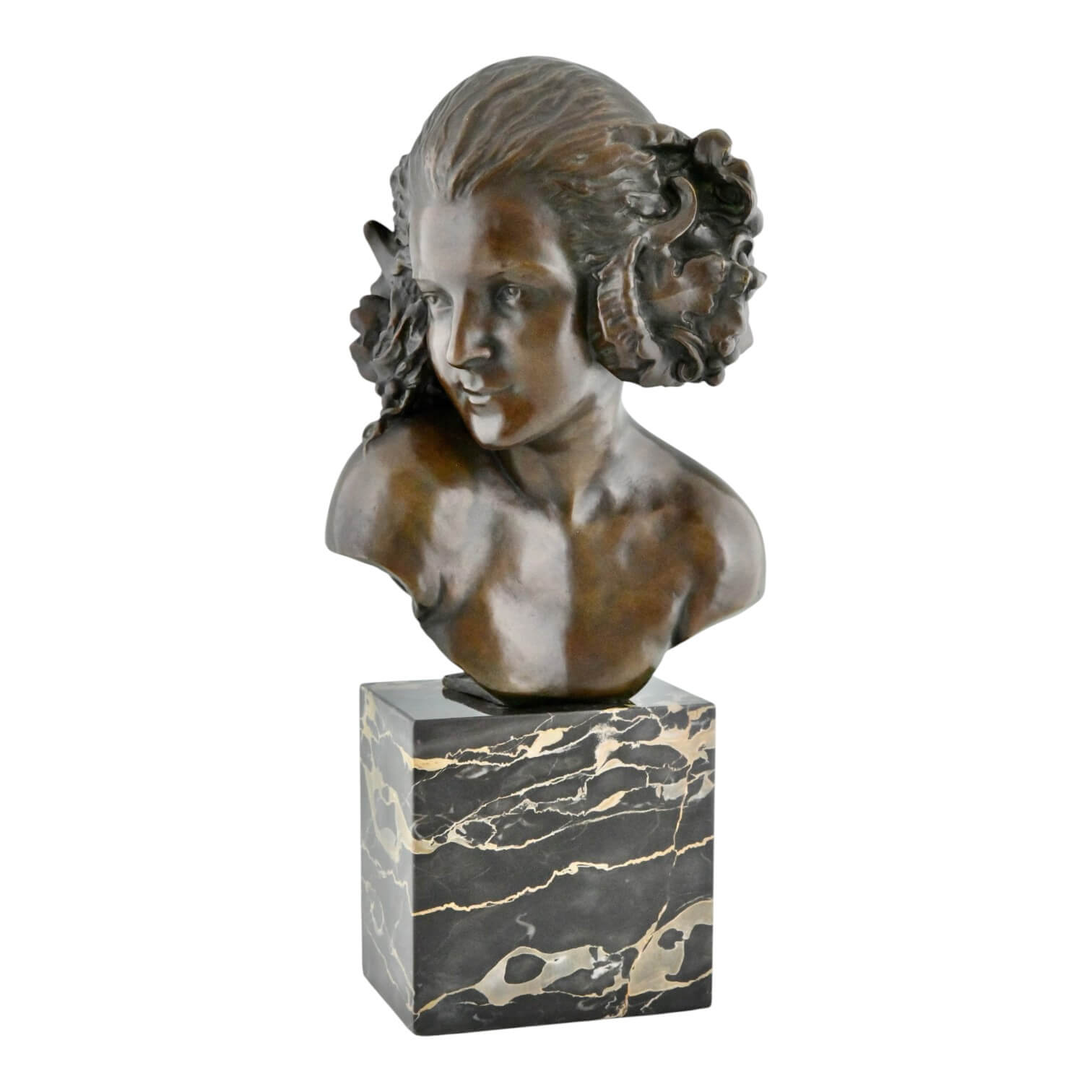 Real del Sarte Art Deco bronze bust Satyr woman - La Faunesse