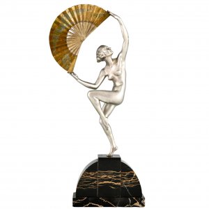 Marcel Bouraine
Bronzene Art-Déco-Skulptur einer Tänzerin mit Fächer von Marcel Bouraine
