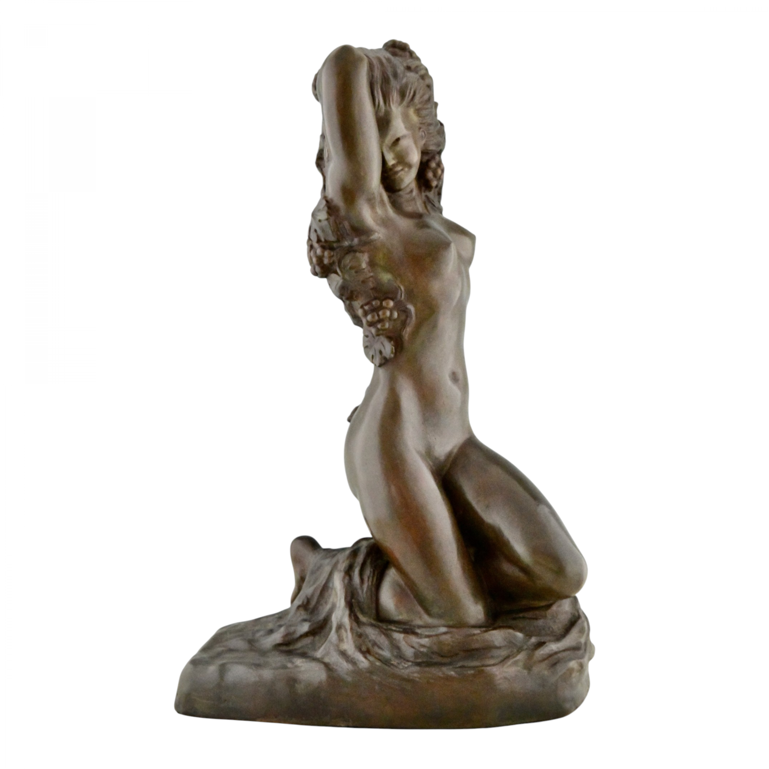 IVRESSE Art Déco Bronze Skulptur Frau mit Trauben IVRESSE Art Déco Bronze Skulptur Frau mit Trauben