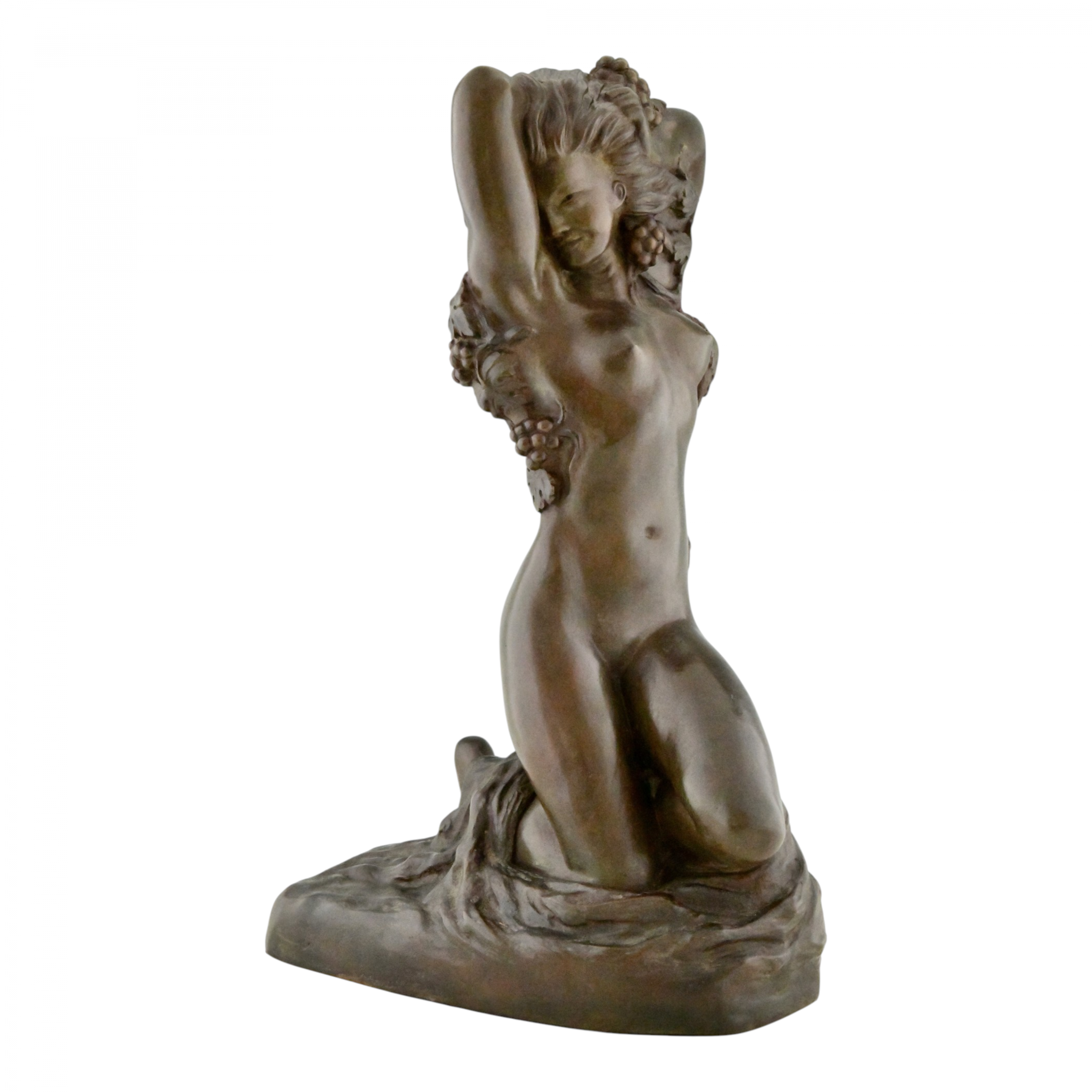 IVRESSE Art Déco Bronze Skulptur Frau mit Trauben Art Deco bronze nude Real del Sarte - Ivresse woman with grapes