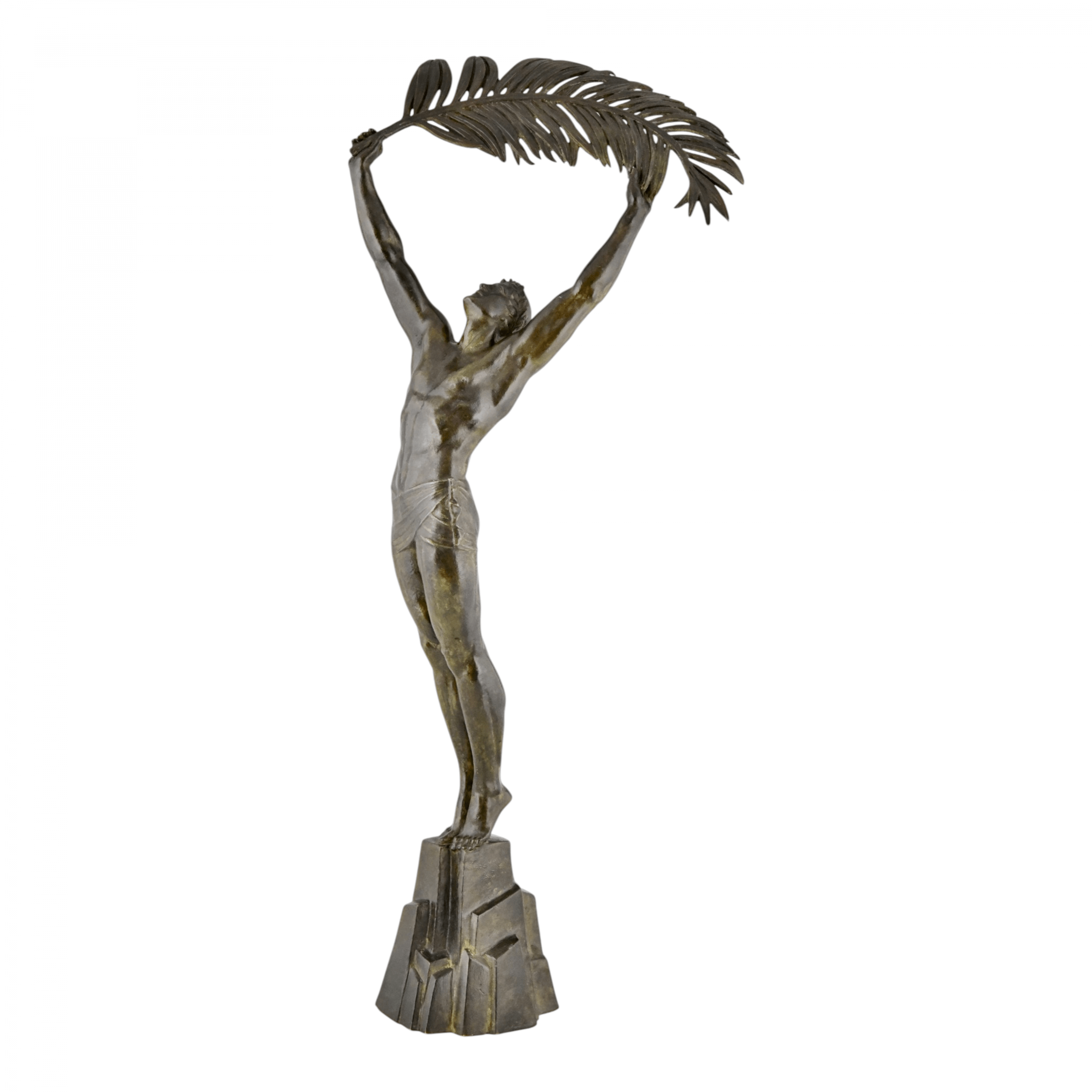 Victory – Art-Déco Bronze Athleten Pierre Le Faguays Art Deco bronze sculpture athlete victory - Athlete with palm leaf